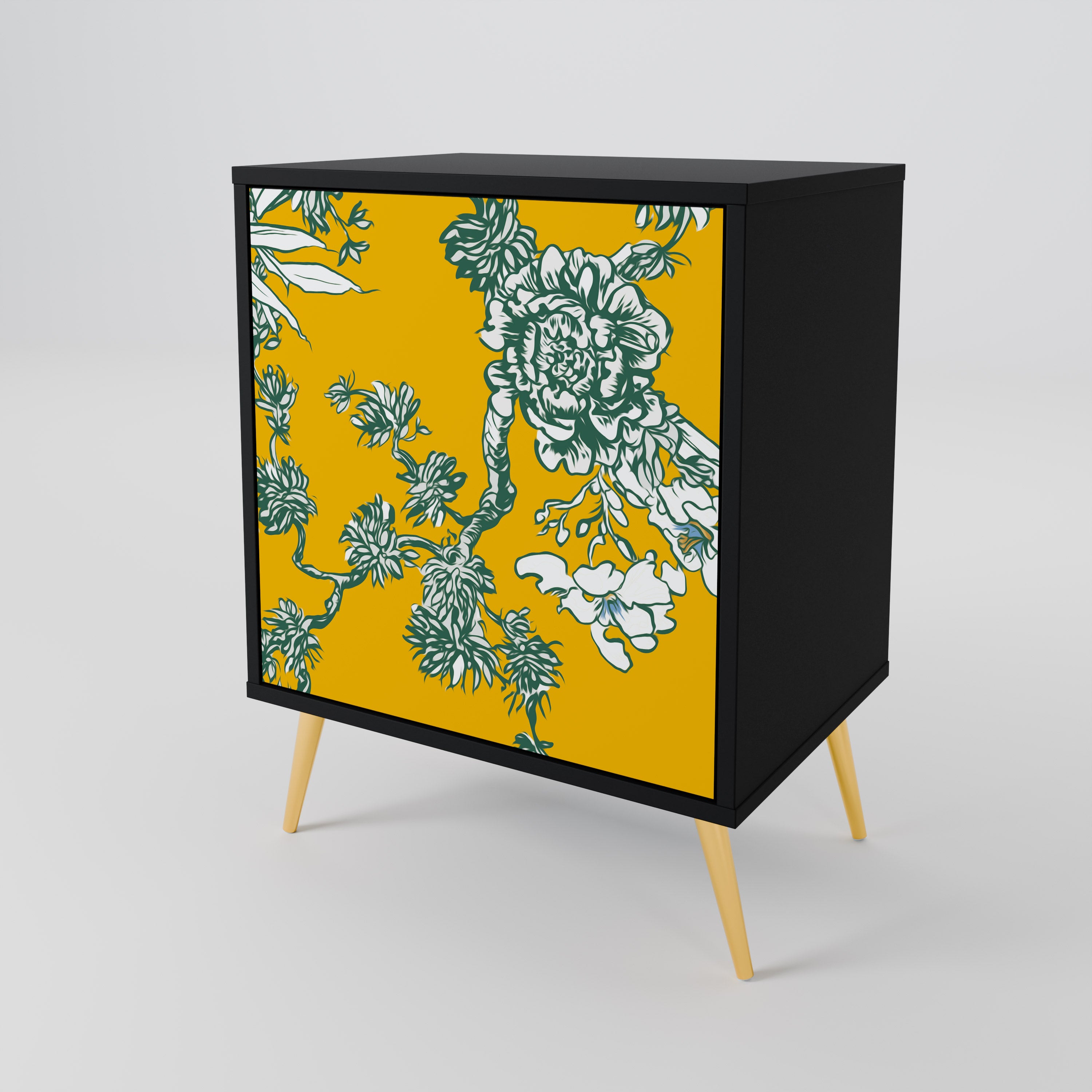 YELLOW CHINOISERIE 1-Door Sideboard