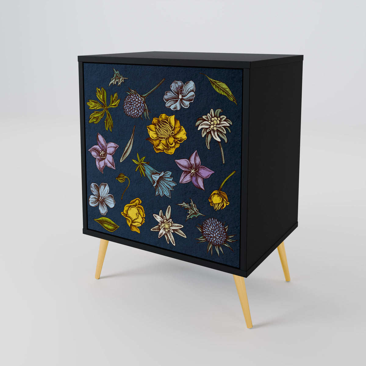 FLOWERS ON NAVY BLUE Μπουφές 1-θύρας