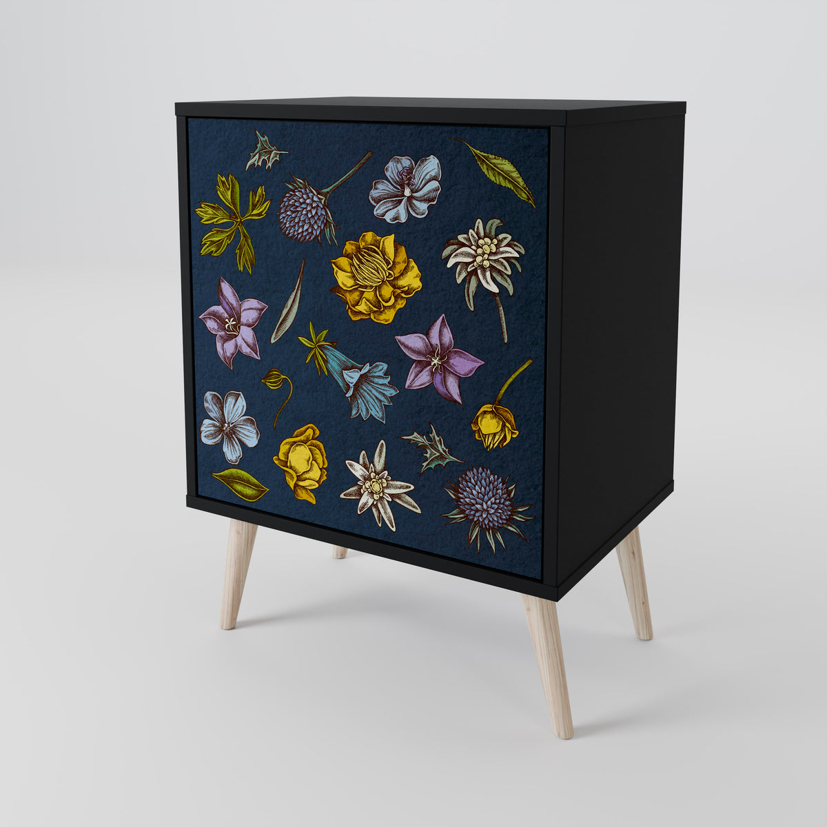 FLOWERS ON NAVY BLUE Μπουφές 1-θύρας