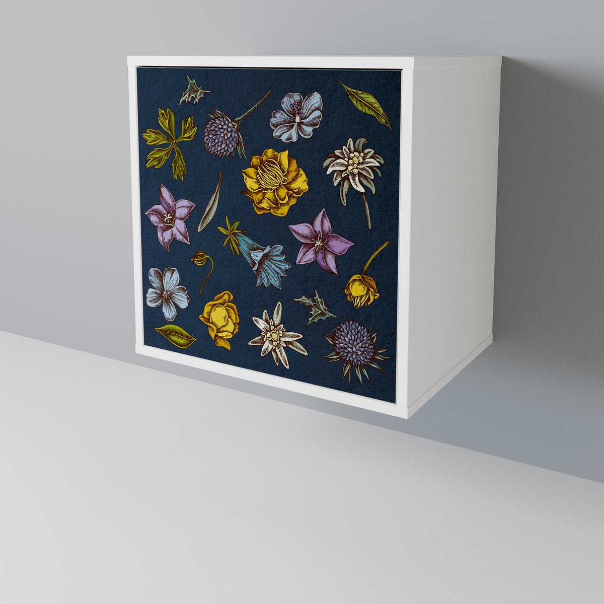 FLOWERS ON NAVY BLUE 1-Door Sideboard
