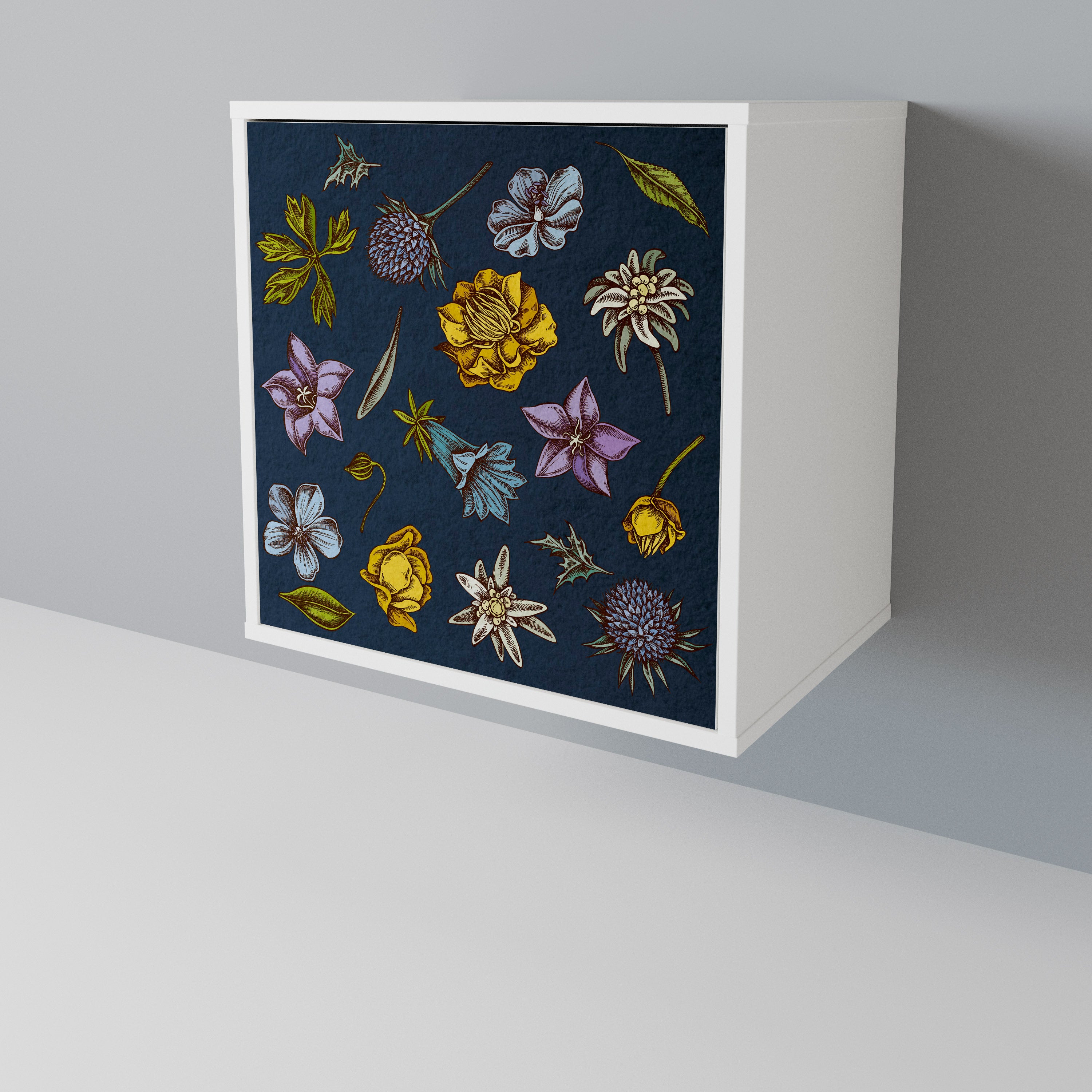 FLOWERS ON NAVY BLUE Μπουφές 1-θύρας