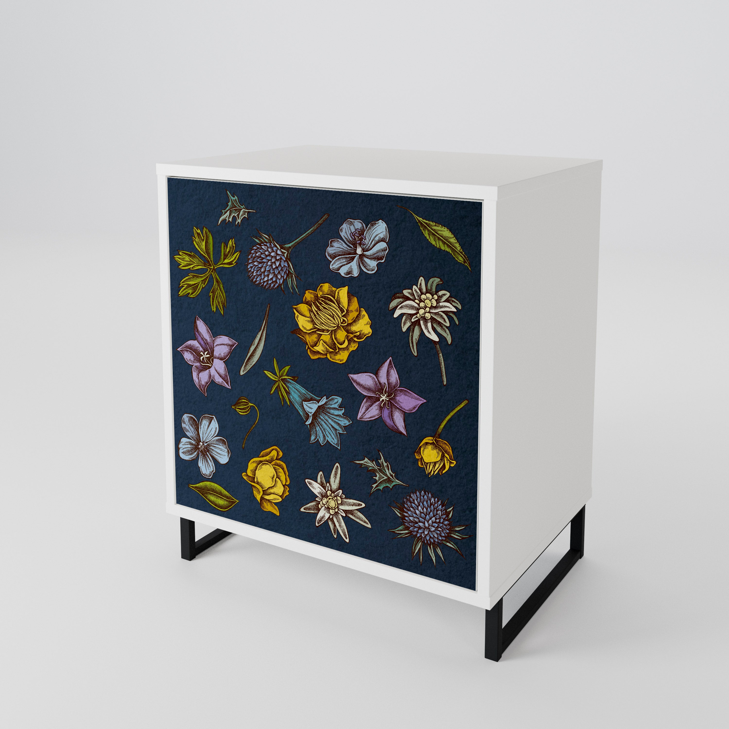 FLOWERS ON NAVY BLUE Μπουφές 1-θύρας
