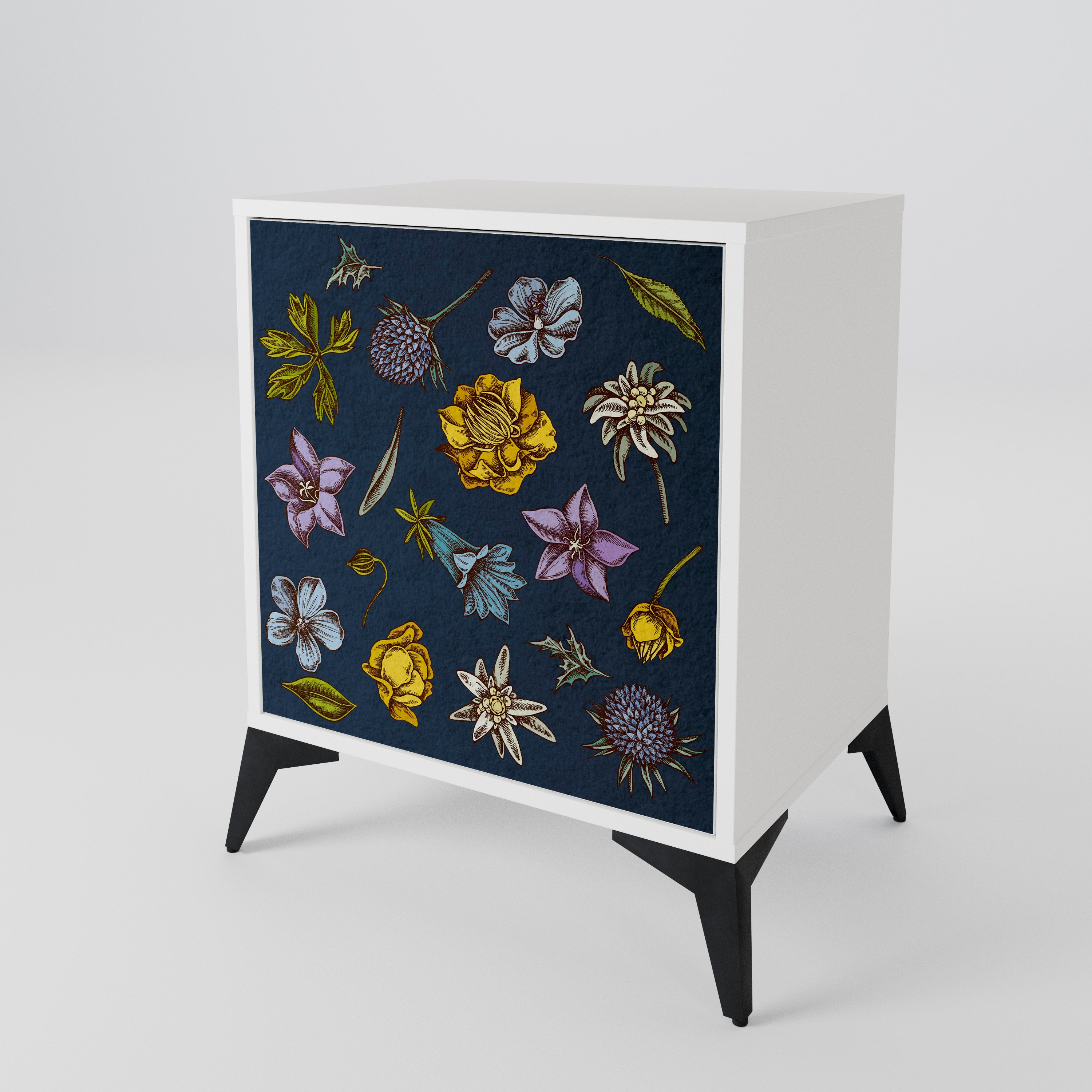 FLOWERS ON NAVY BLUE Μπουφές 1-θύρας