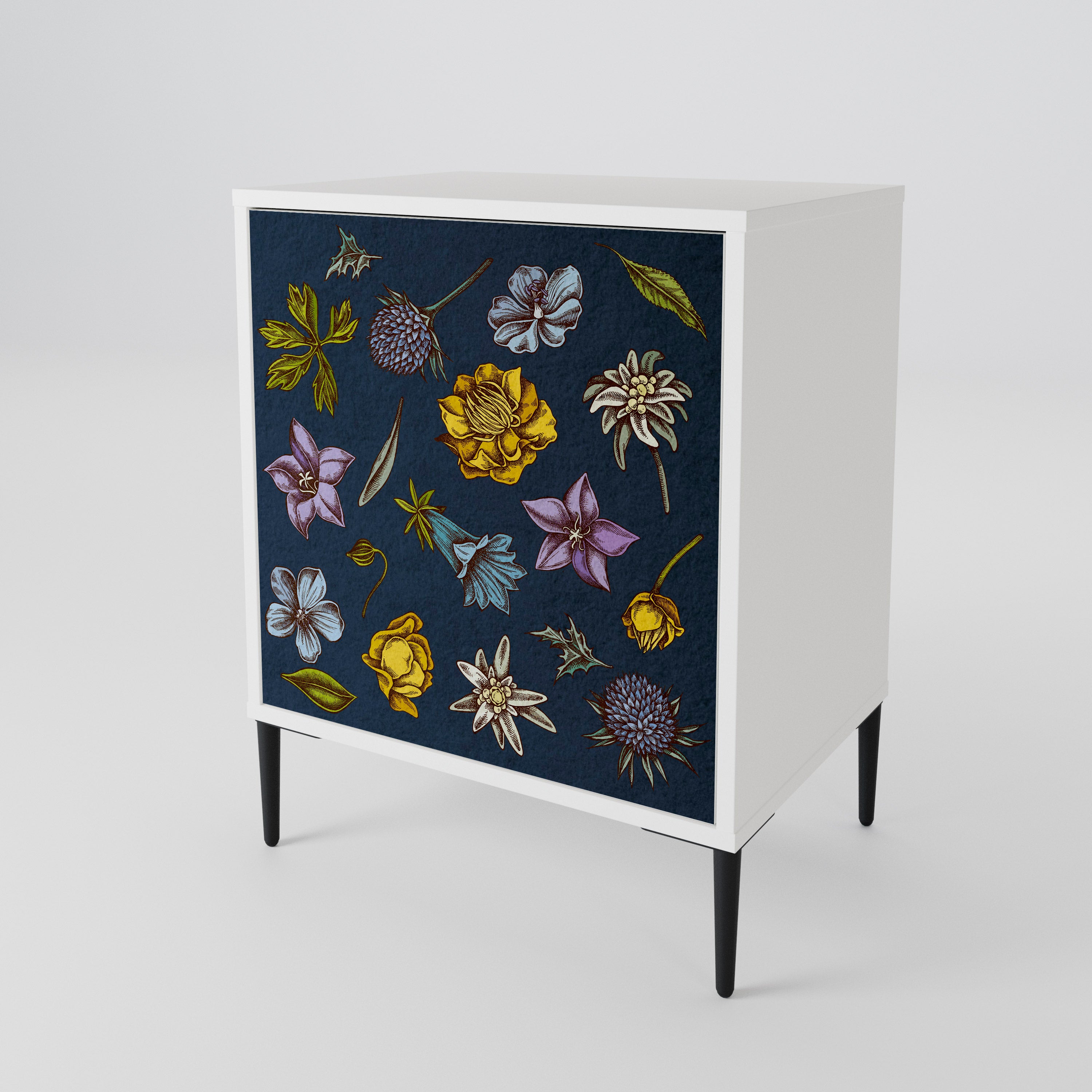 FLOWERS ON NAVY BLUE Μπουφές 1-θύρας