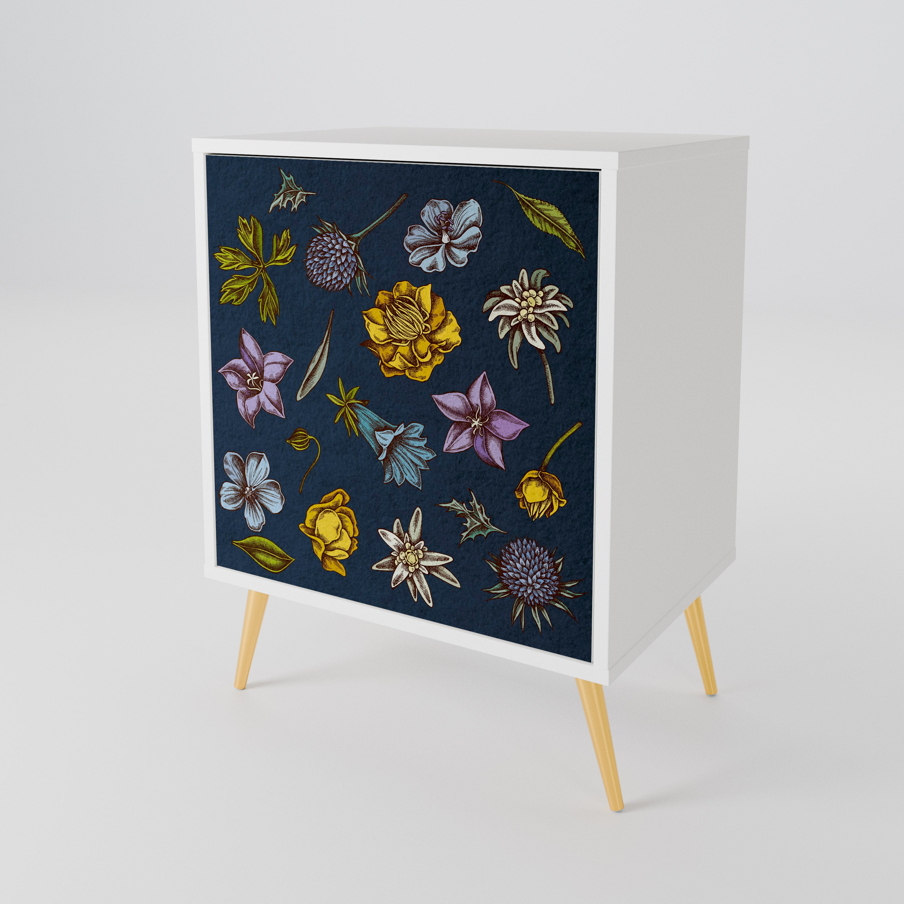 FLOWERS ON NAVY BLUE Μπουφές 1-θύρας