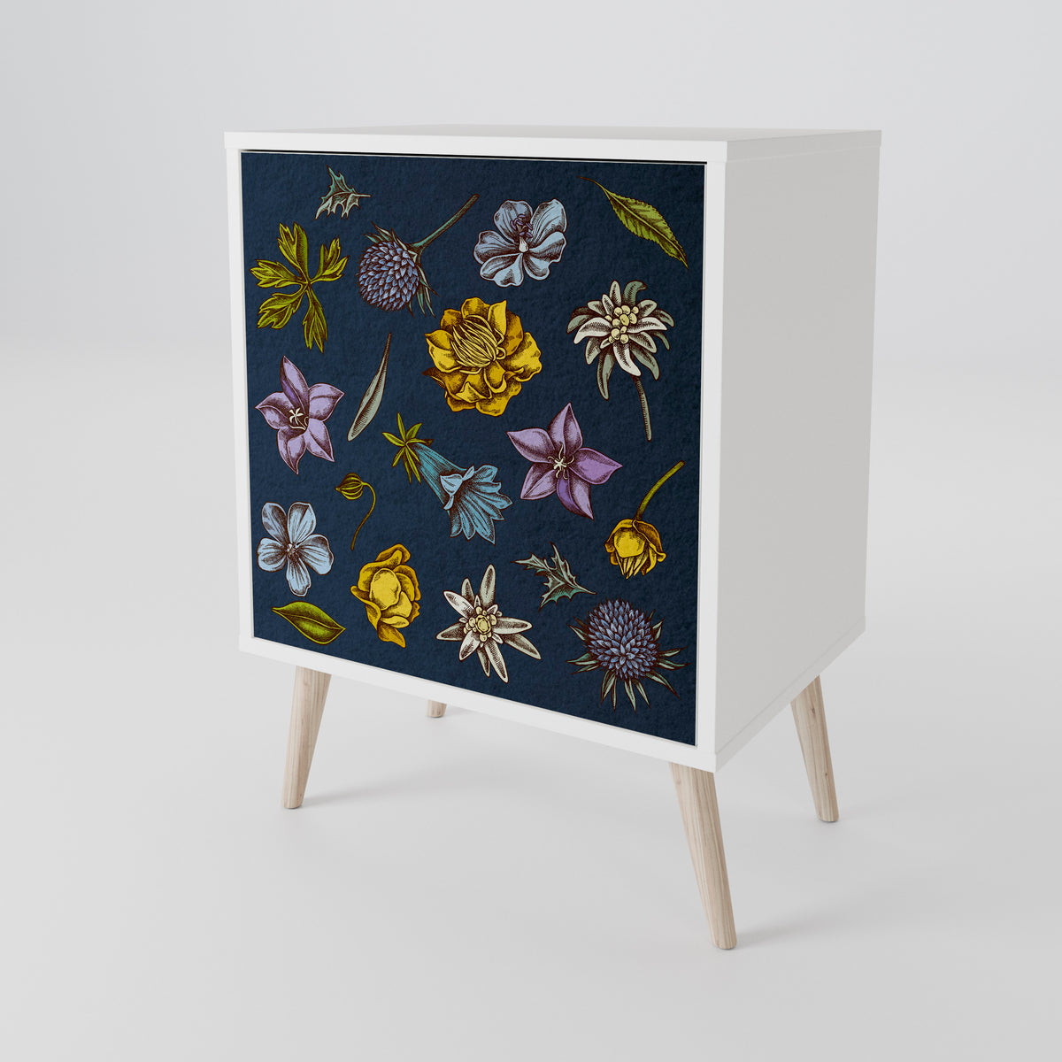 FLOWERS ON NAVY BLUE 1-Door Sideboard