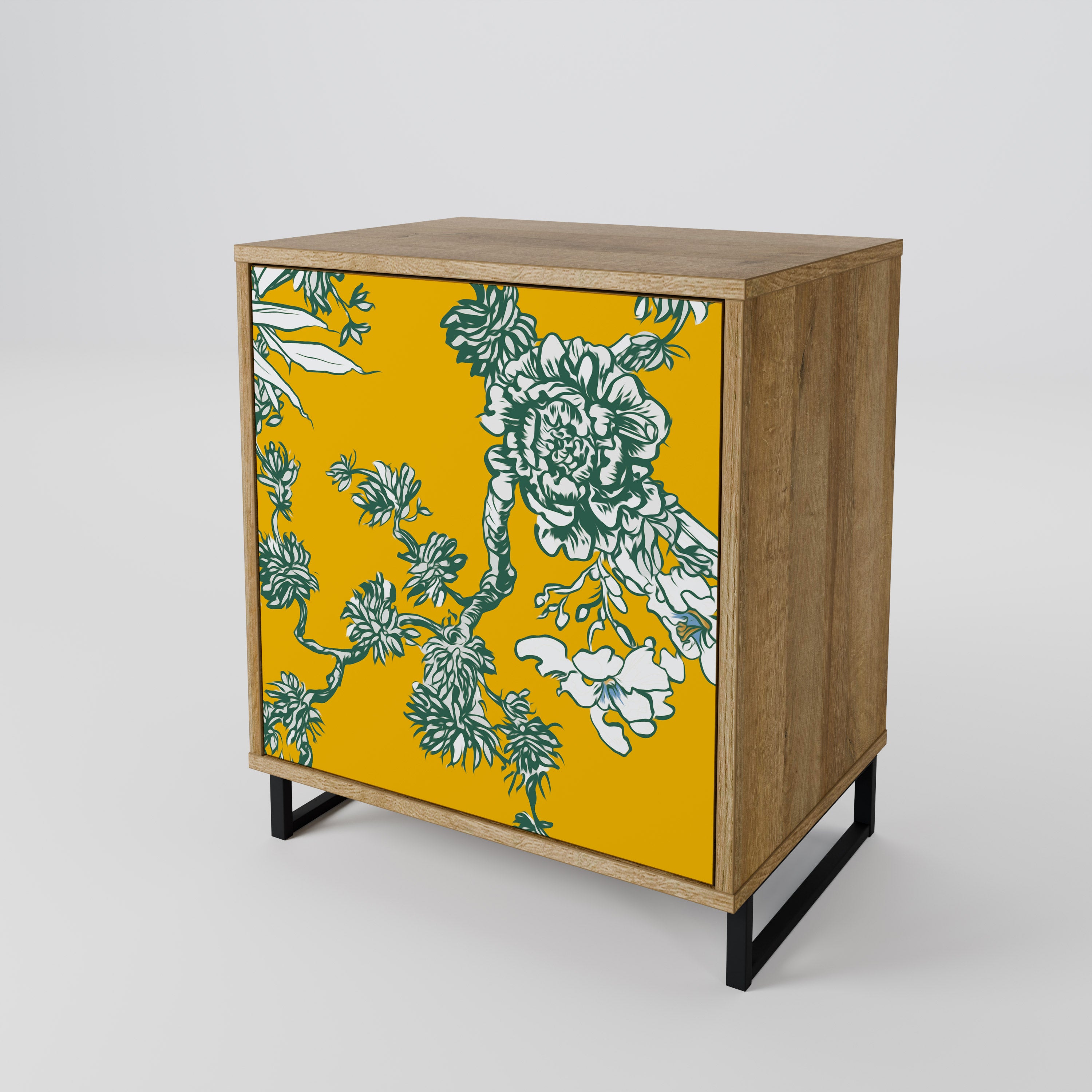 YELLOW CHINOISERIE 1-Door Sideboard