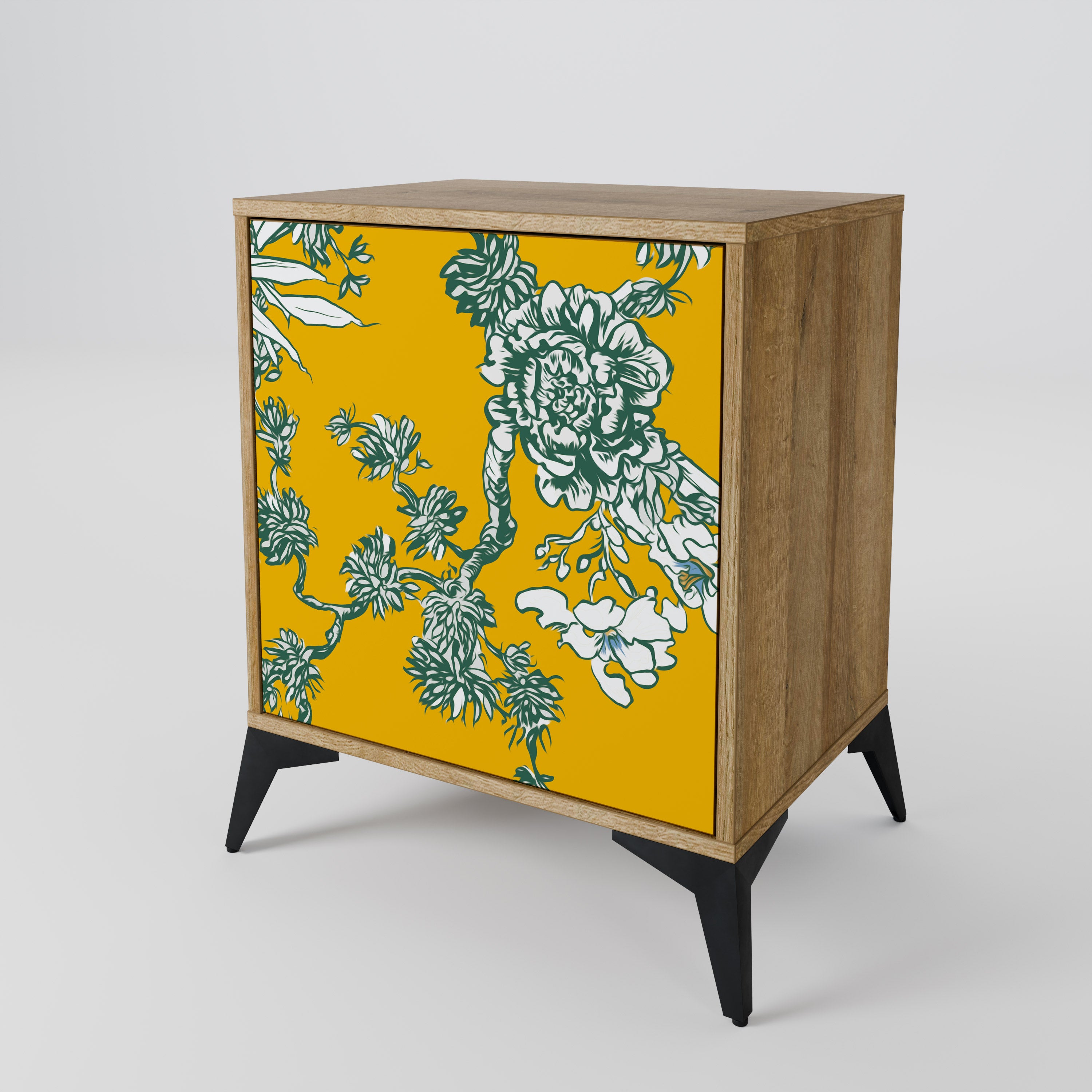 YELLOW CHINOISERIE 1-Door Sideboard