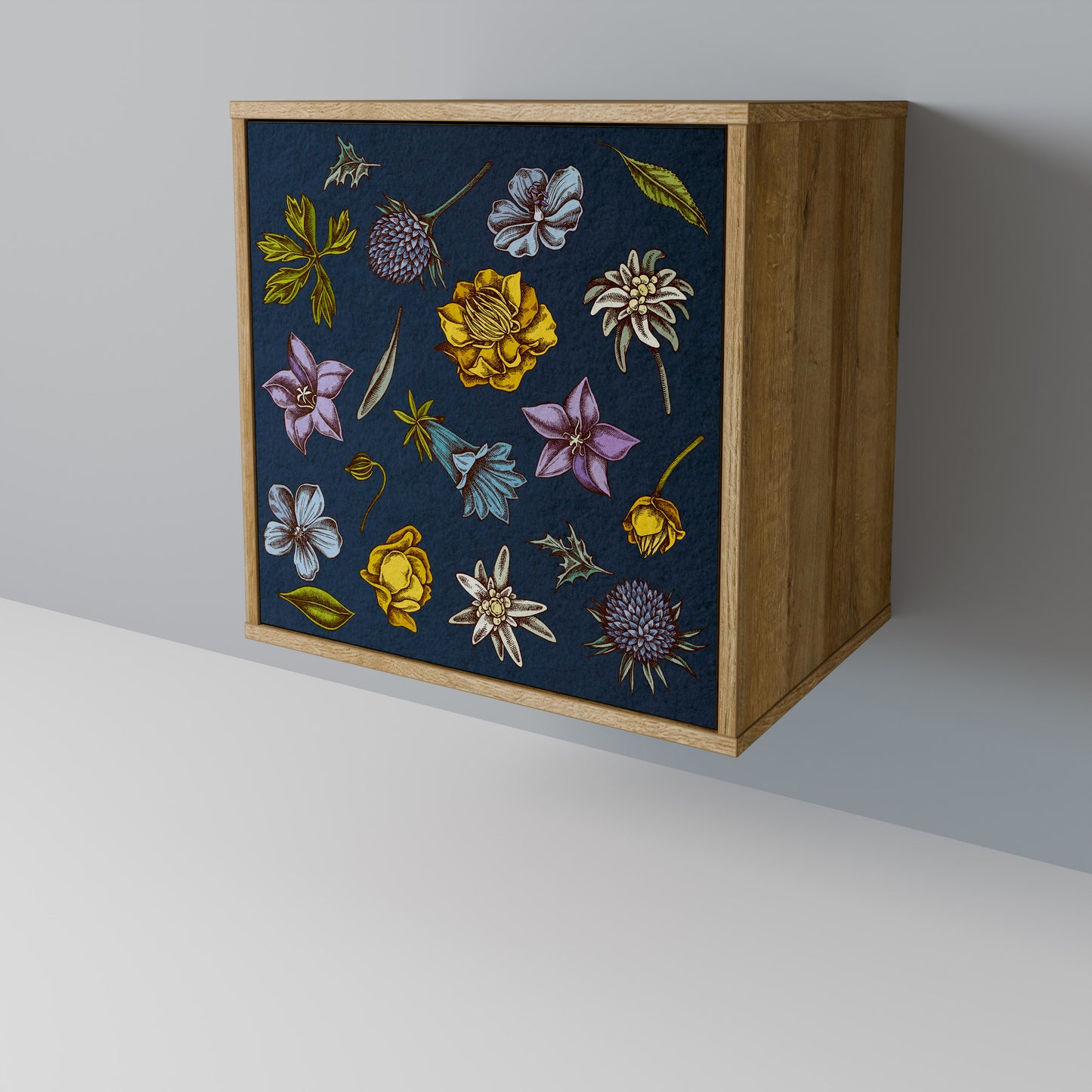 FLOWERS ON NAVY BLUE Μπουφές 1-θύρας