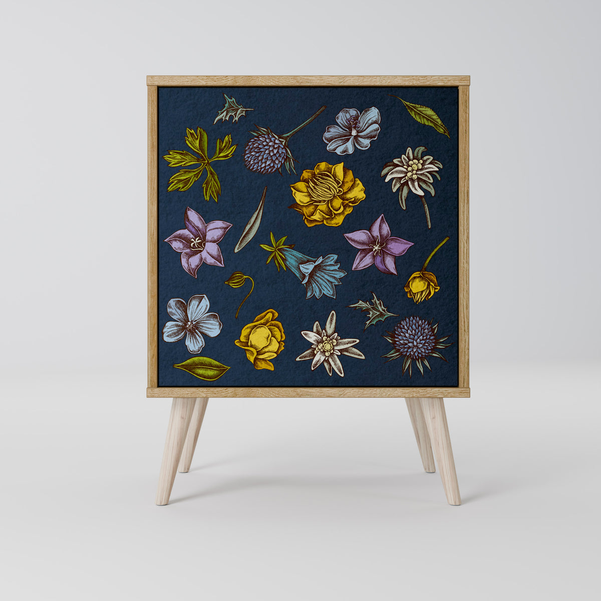 FLOWERS ON NAVY BLUE Μπουφές 1-θύρας