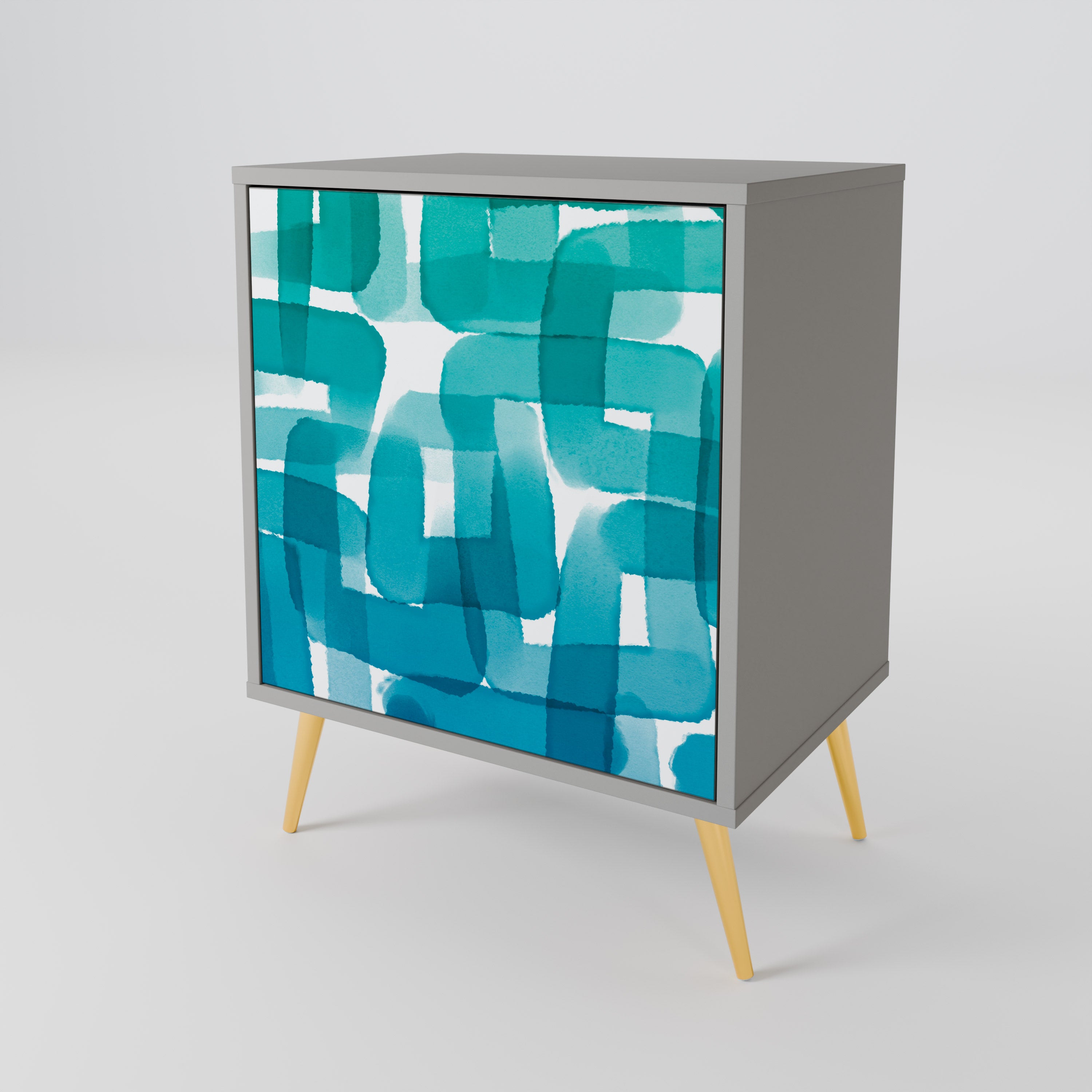 TURQUOISE RECTANGLES 1-Door Sideboard