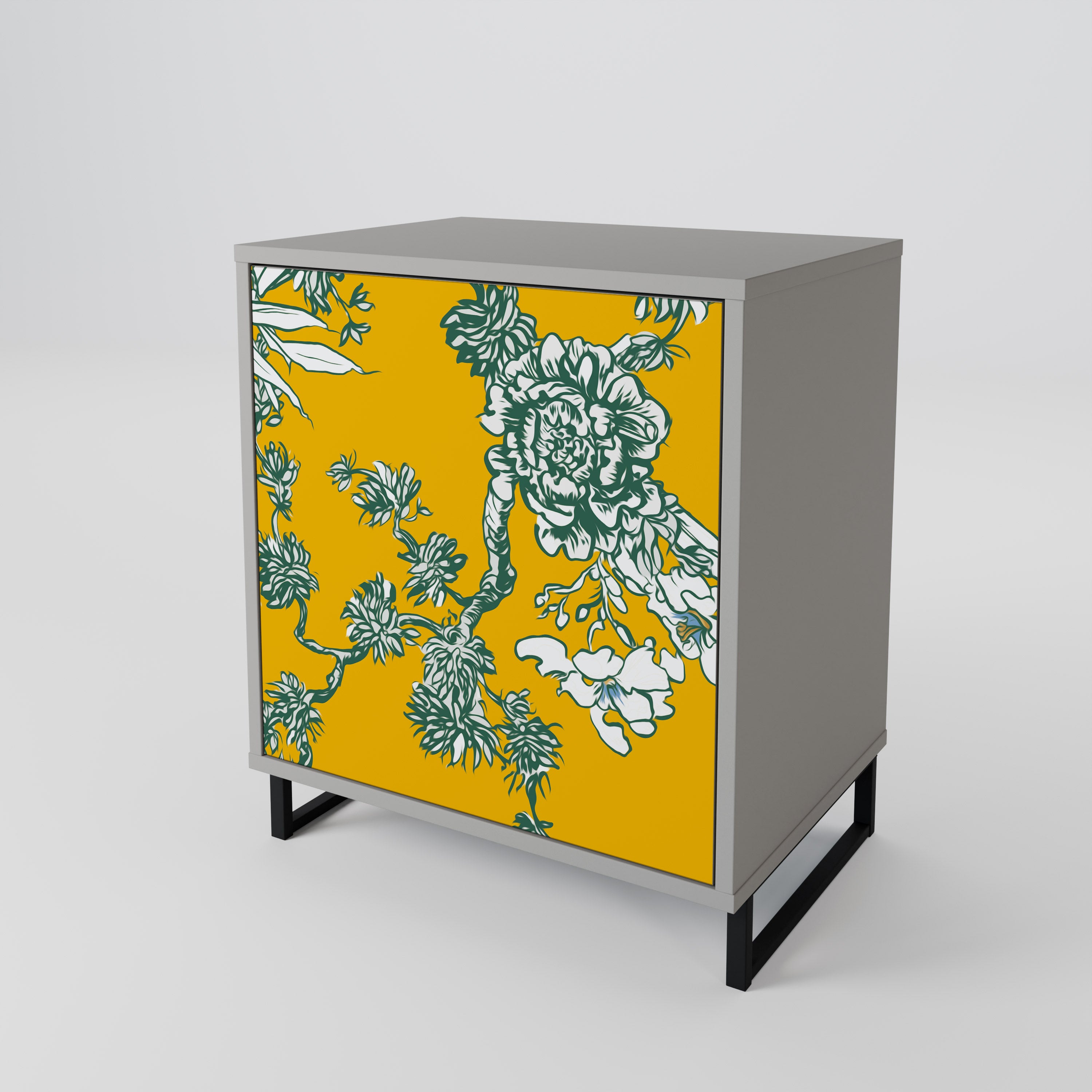 YELLOW CHINOISERIE 1-Door Sideboard
