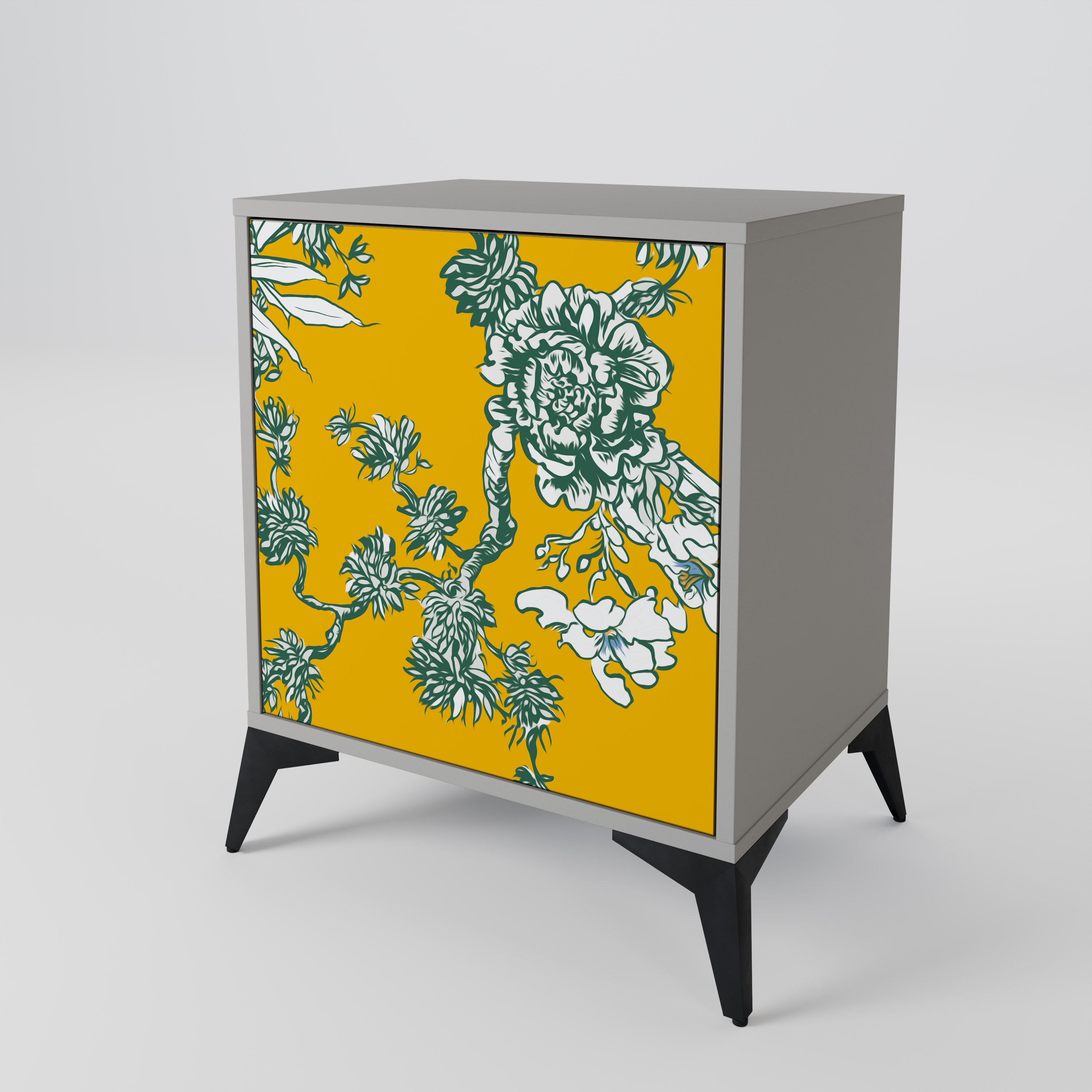 YELLOW CHINOISERIE 1-Door Sideboard