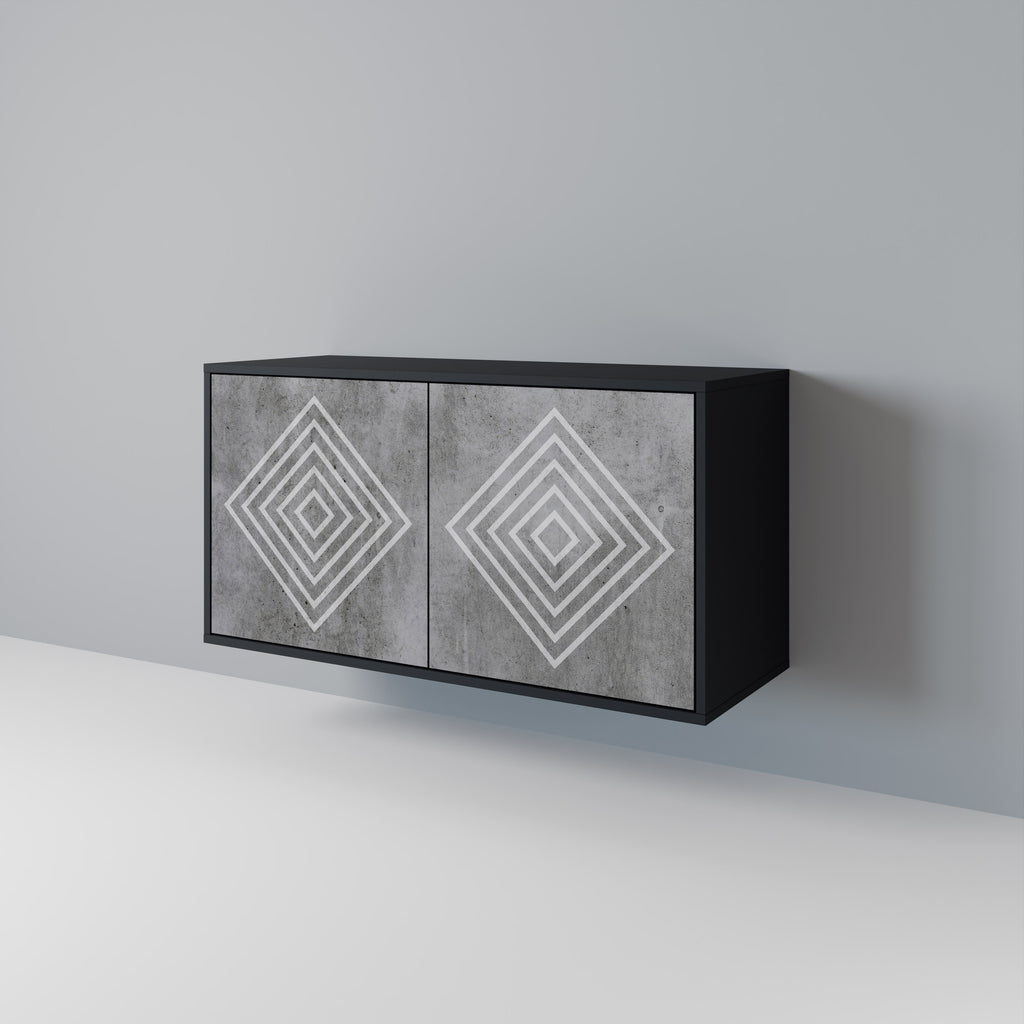 POLYGONAL ARTISTRY Μπουφές 2 Πόρτων σε Μαύρο Φινίρισμα