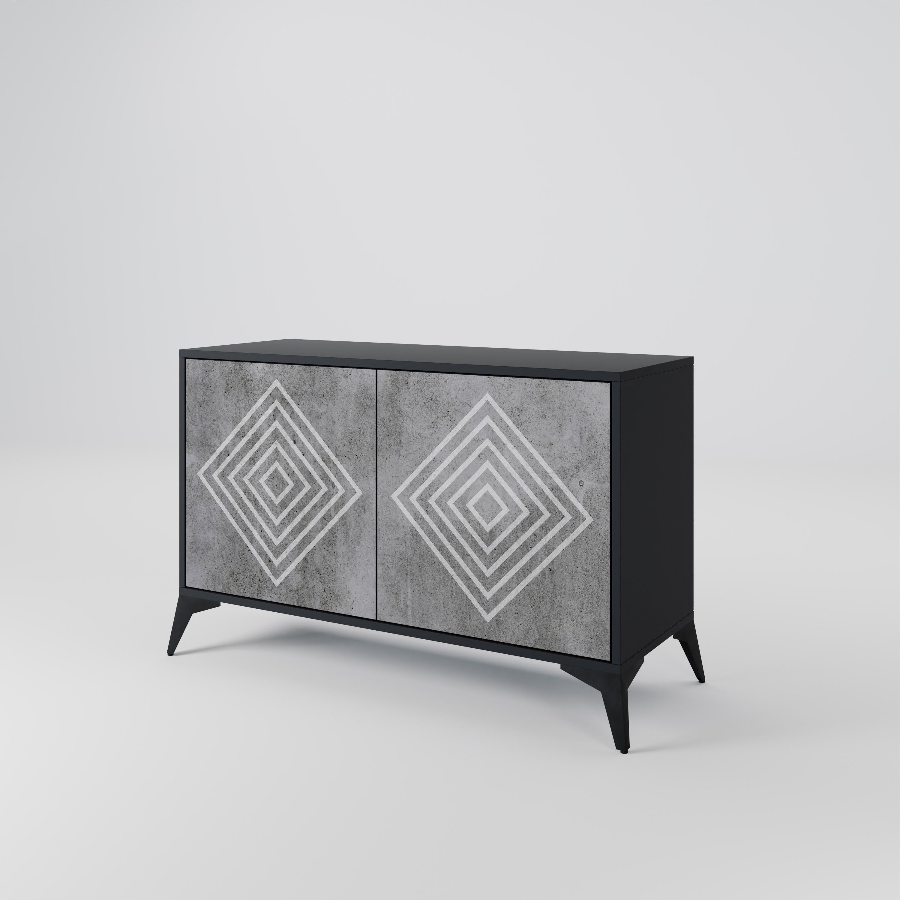 POLYGONAL ARTISTRY Μπουφές 2 Πόρτων σε Μαύρο Φινίρισμα
