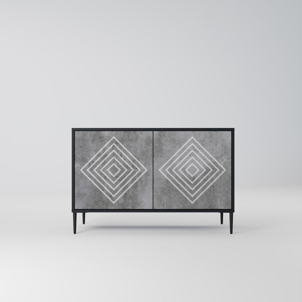 POLYGONAL ARTISTRY Μπουφές 2 Πόρτων σε Μαύρο Φινίρισμα