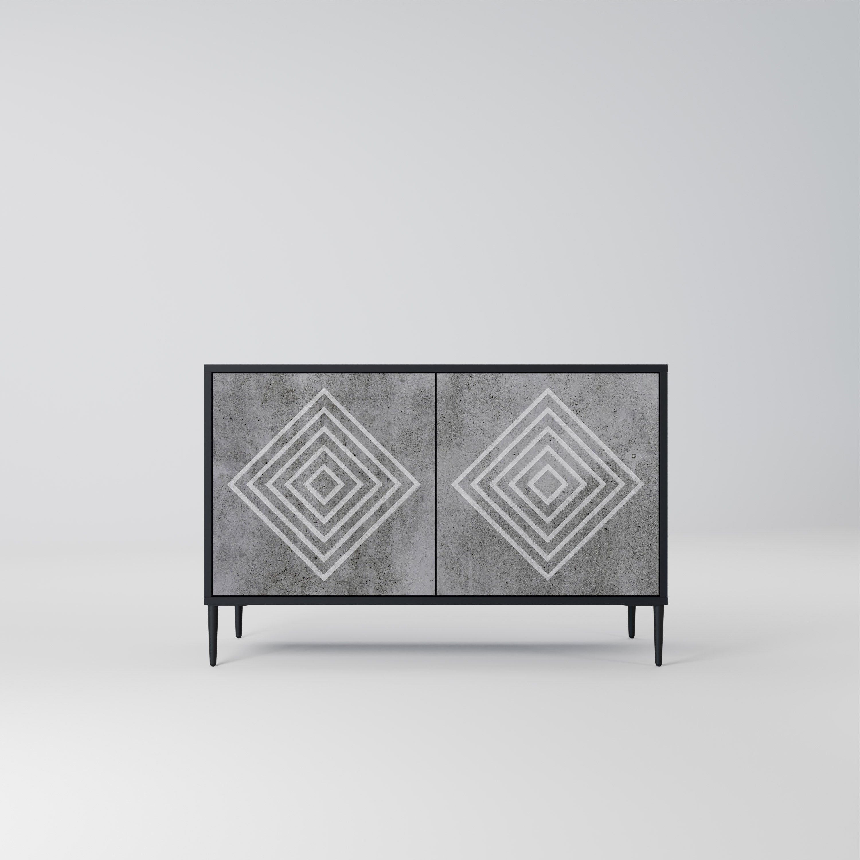 POLYGONAL ARTISTRY Μπουφές 2 Πόρτων σε Μαύρο Φινίρισμα