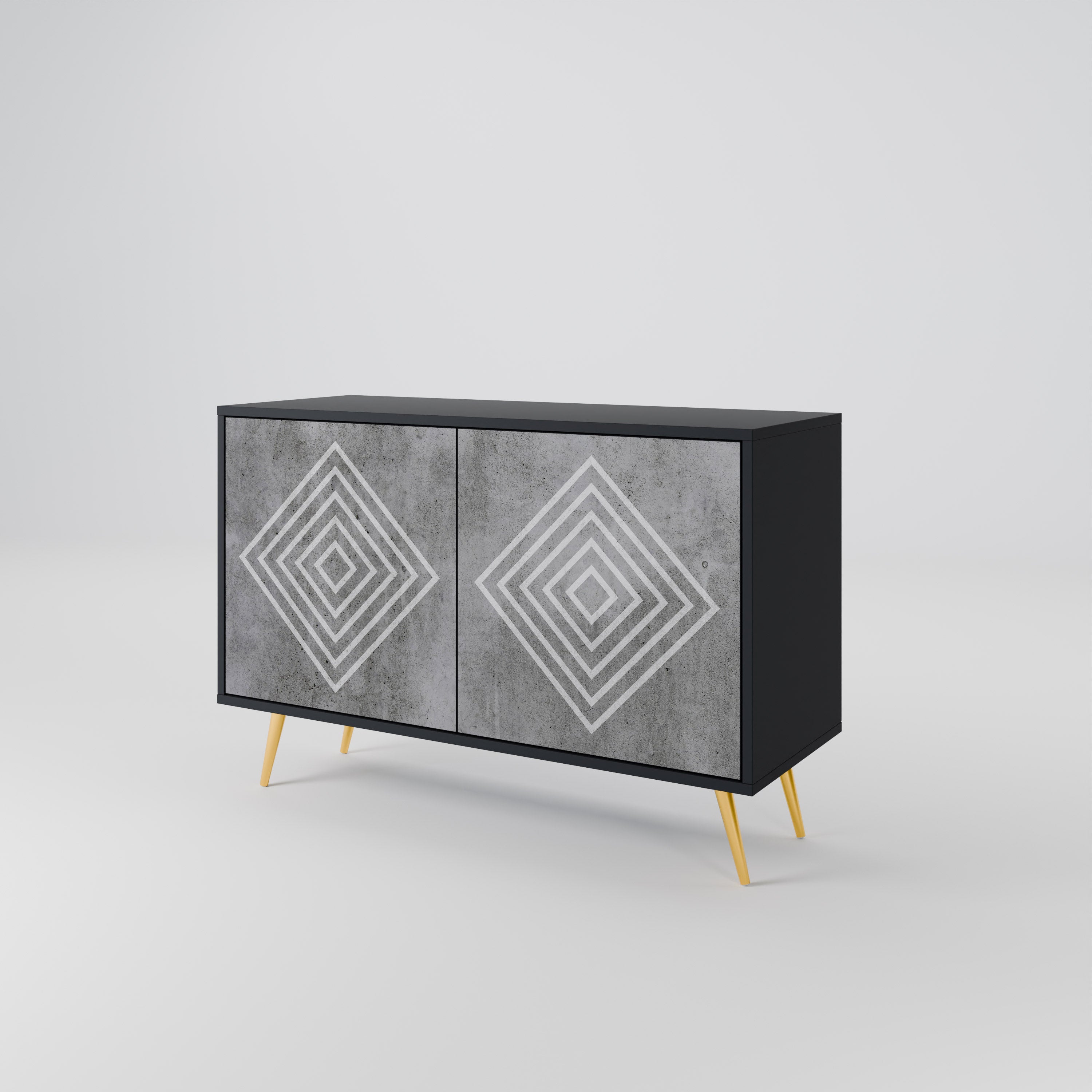 POLYGONAL ARTISTRY Μπουφές 2 Πόρτων σε Μαύρο Φινίρισμα