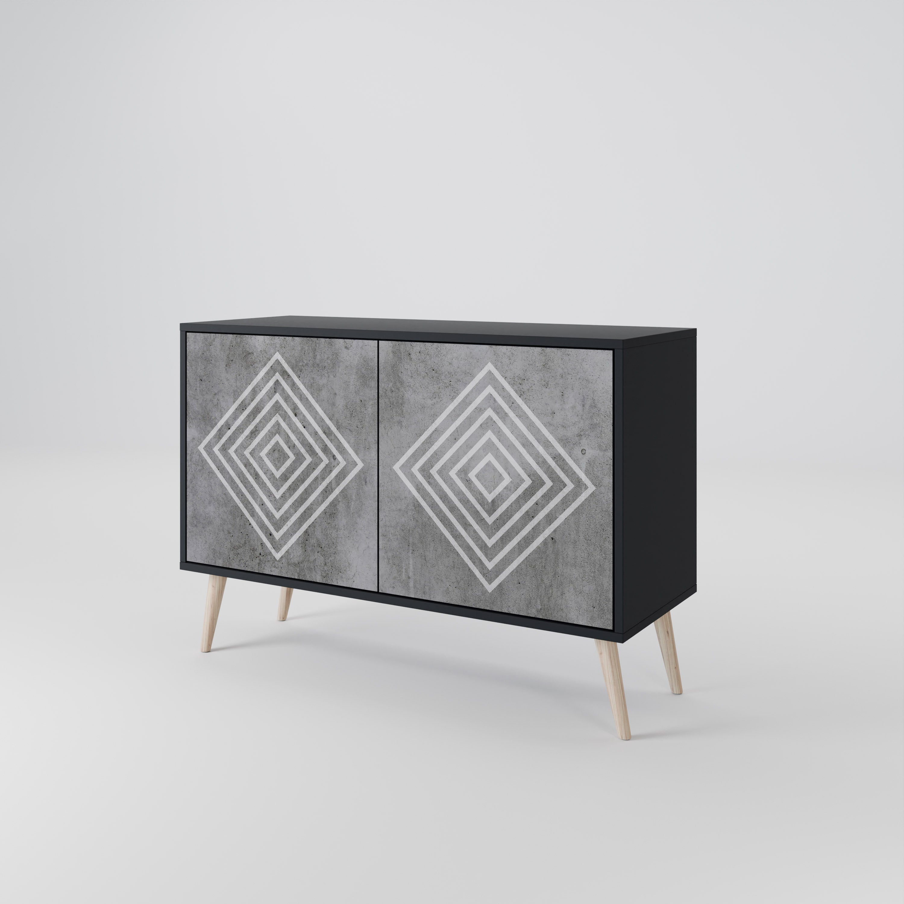 POLYGONAL ARTISTRY Μπουφές 2 Πόρτων σε Μαύρο Φινίρισμα