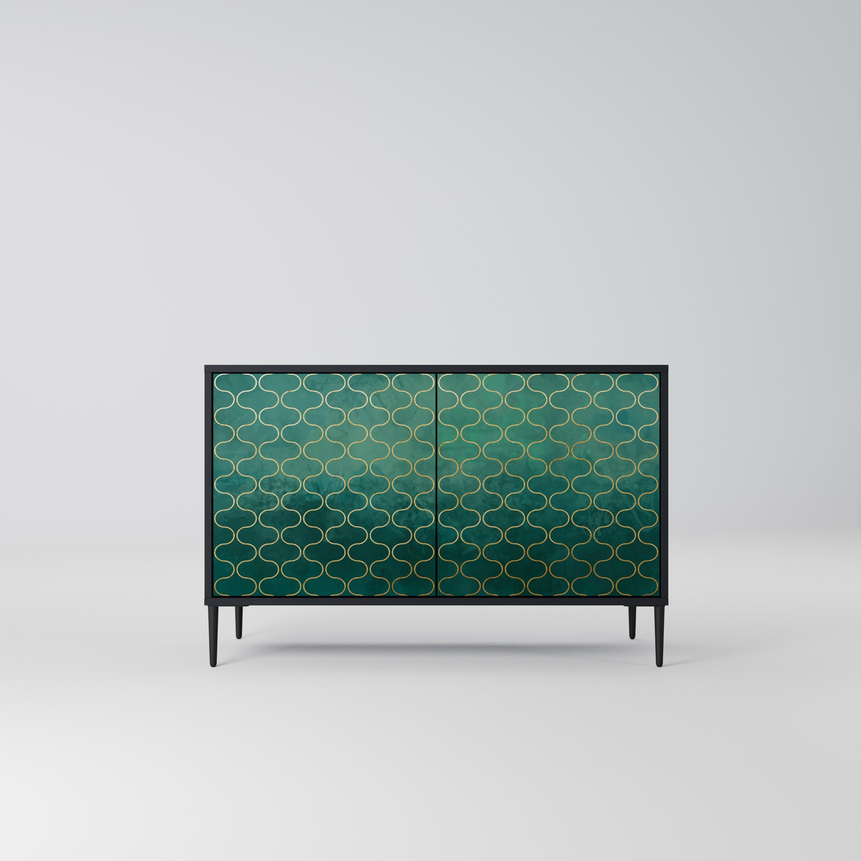 TESSELATED GREENERY 2-Door Sideboard in Black Finish