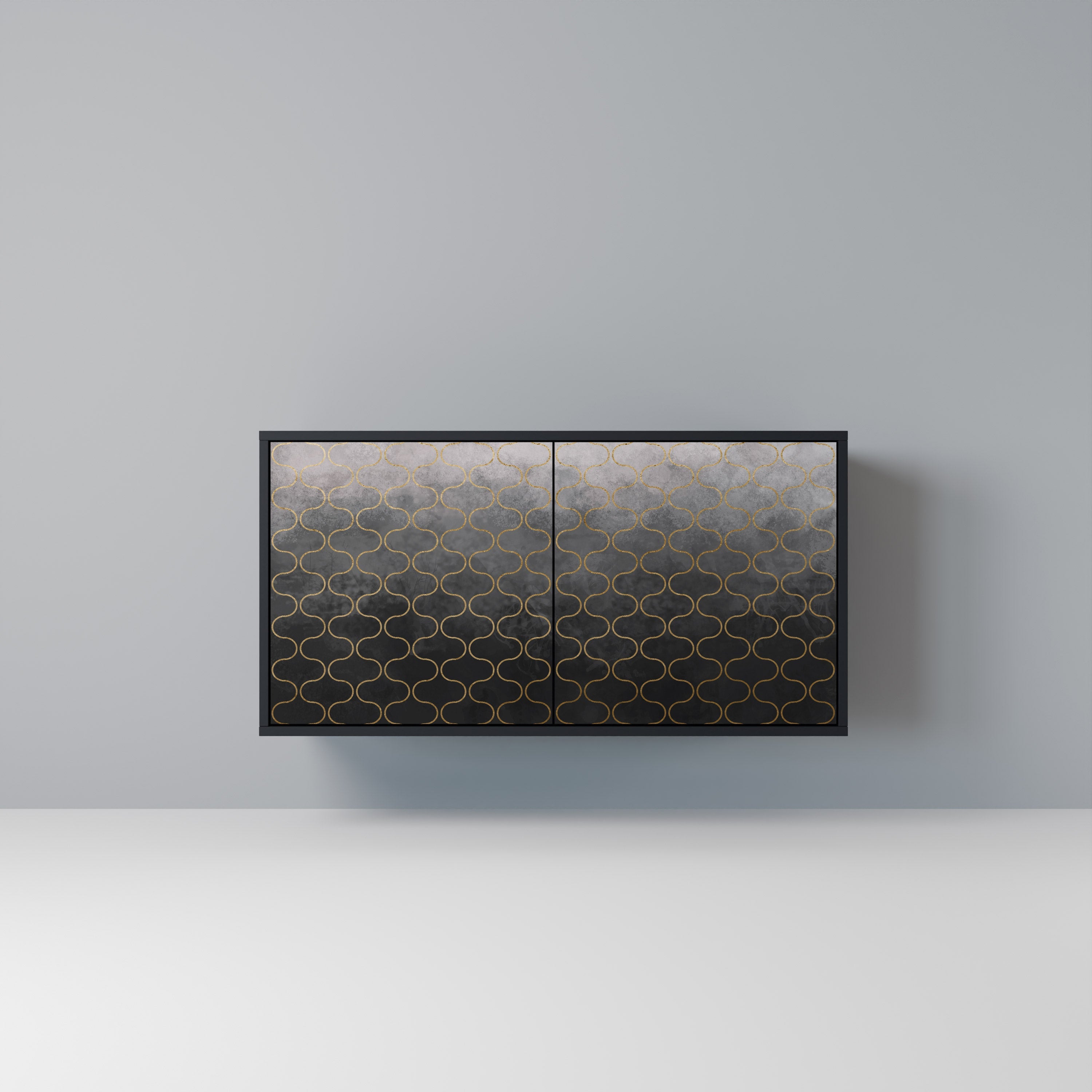 TESSELATED GRAYISH 2-Door Sideboard in Black Finish