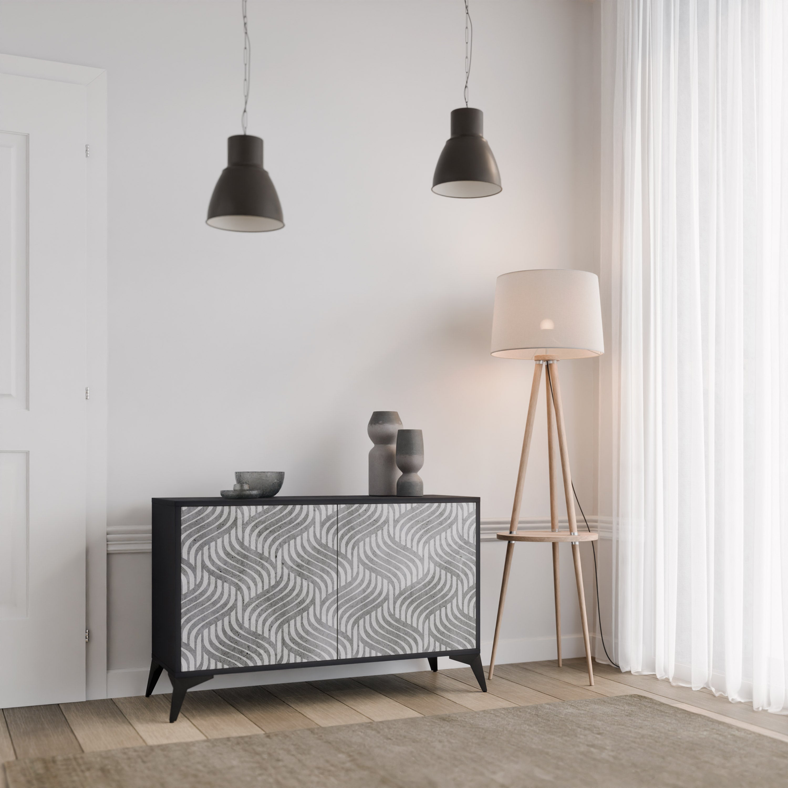 CONCRETE MOVEMENT 2-Door Sideboard in Black Finish