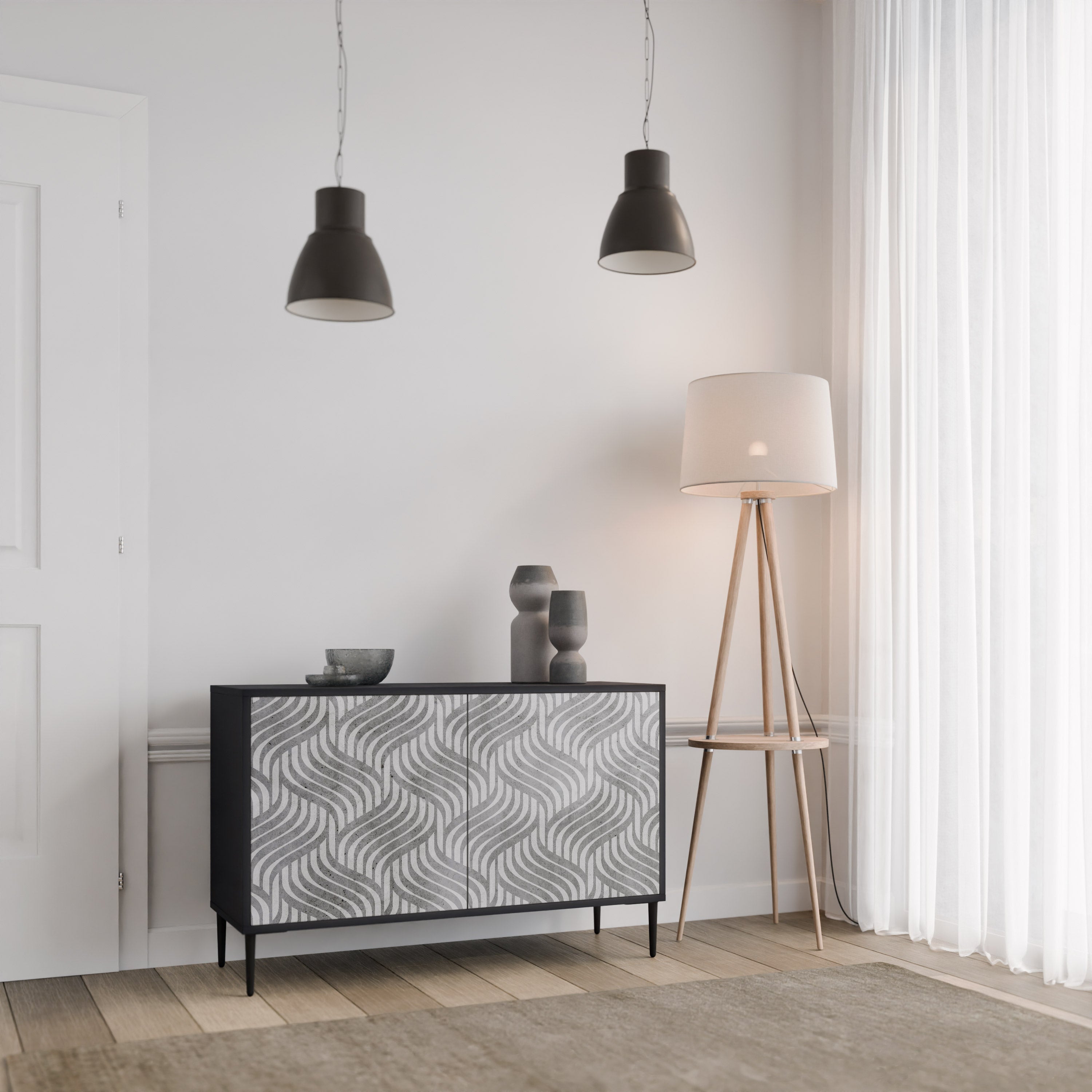 CONCRETE MOVEMENT 2-Door Sideboard in Black Finish