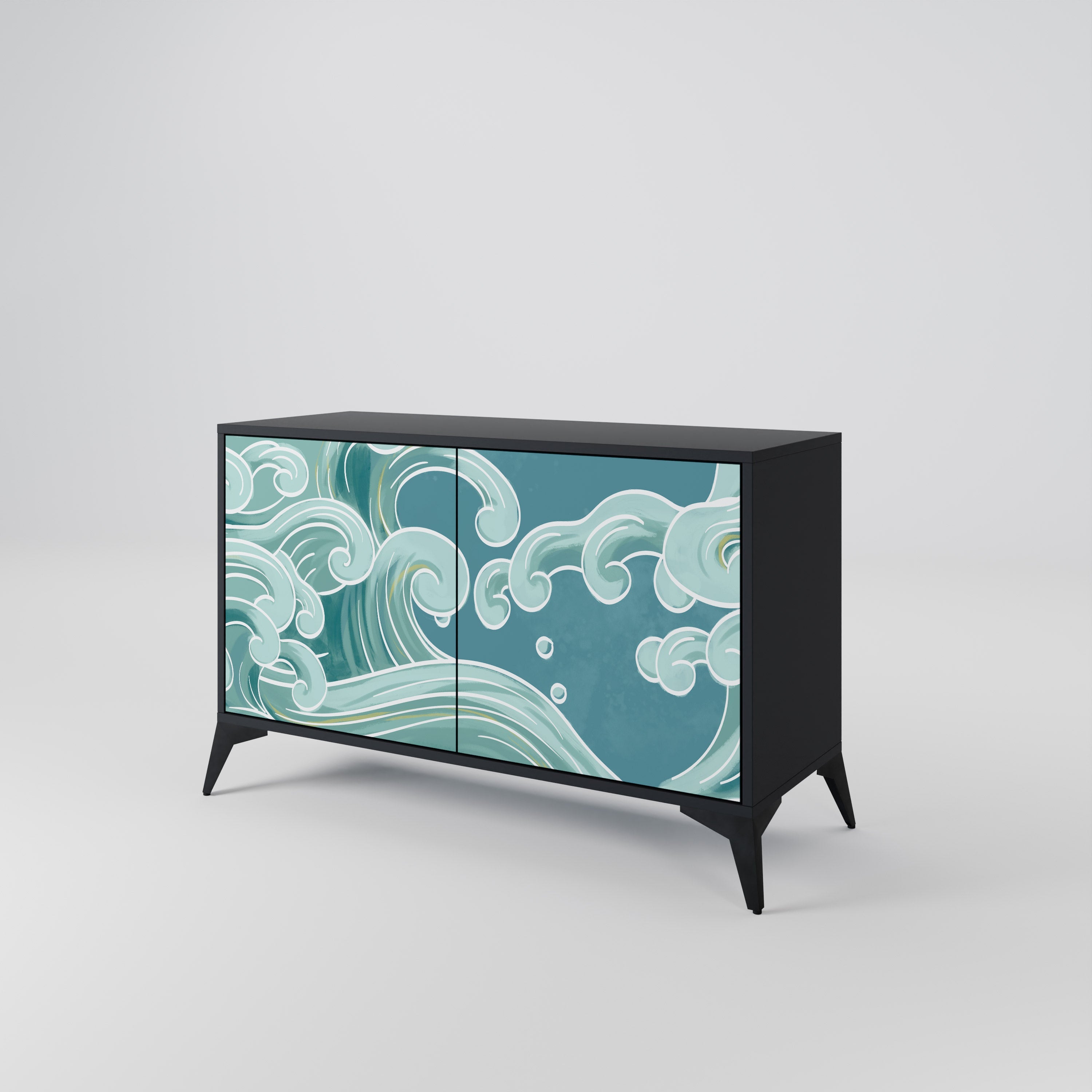 ASIAN SWAY 2-Door Sideboard in Black Finish