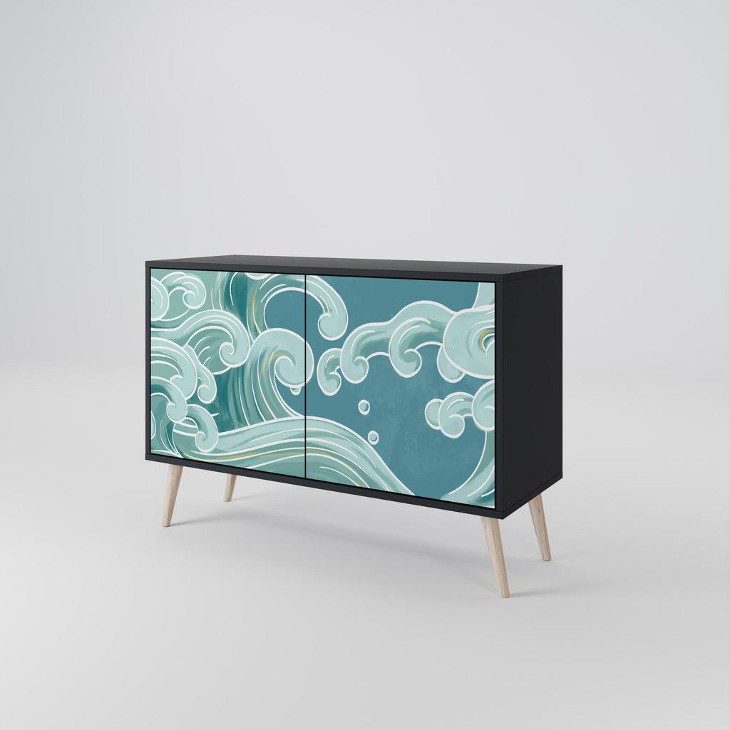 ASIAN SWAY 2-Door Sideboard in Black Finish