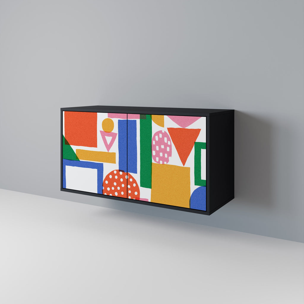 GEOMETRIC GLIMMER 2-Door Sideboard in Black Finish