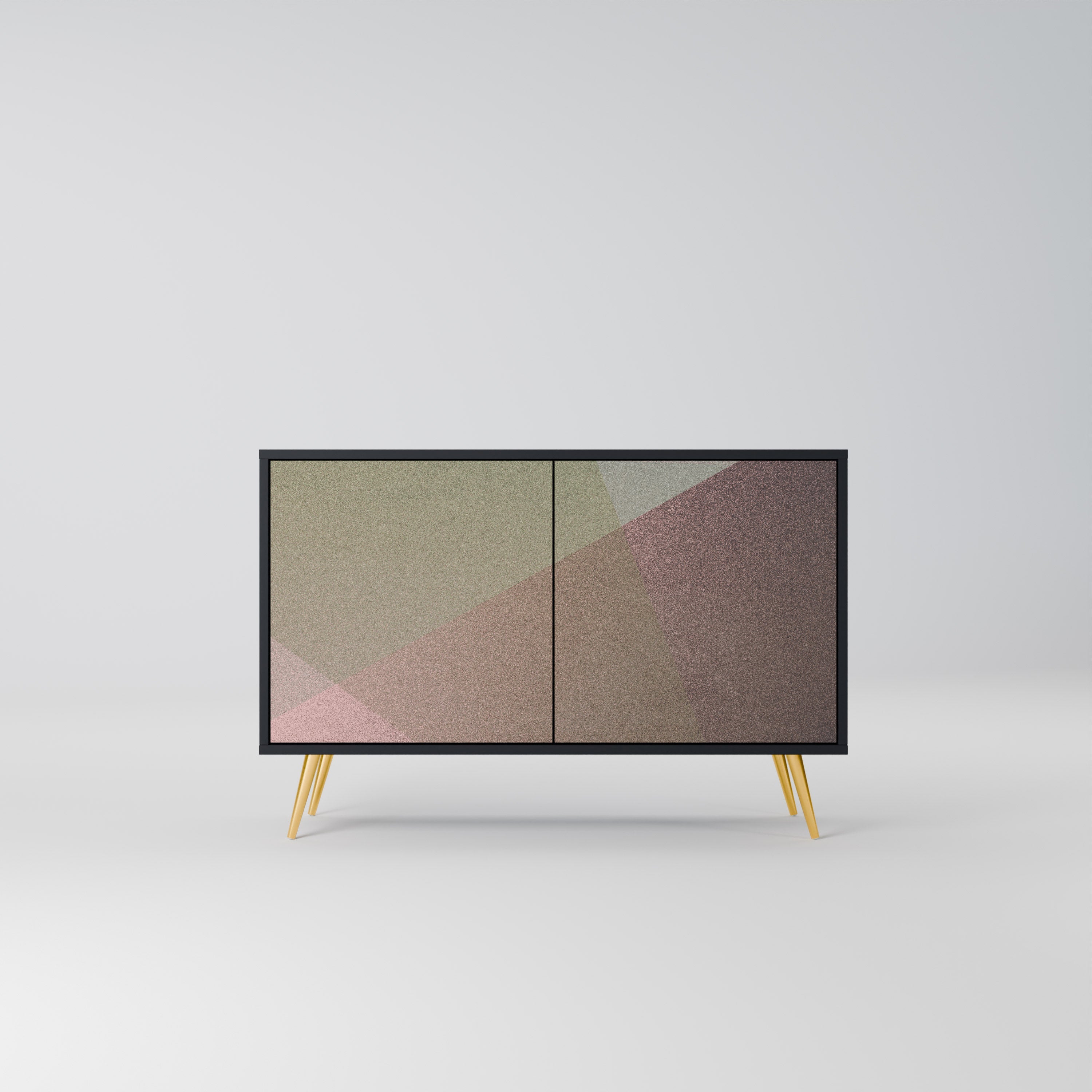 BEIGE GEOMETRY 2-Door Sideboard in Black Finish