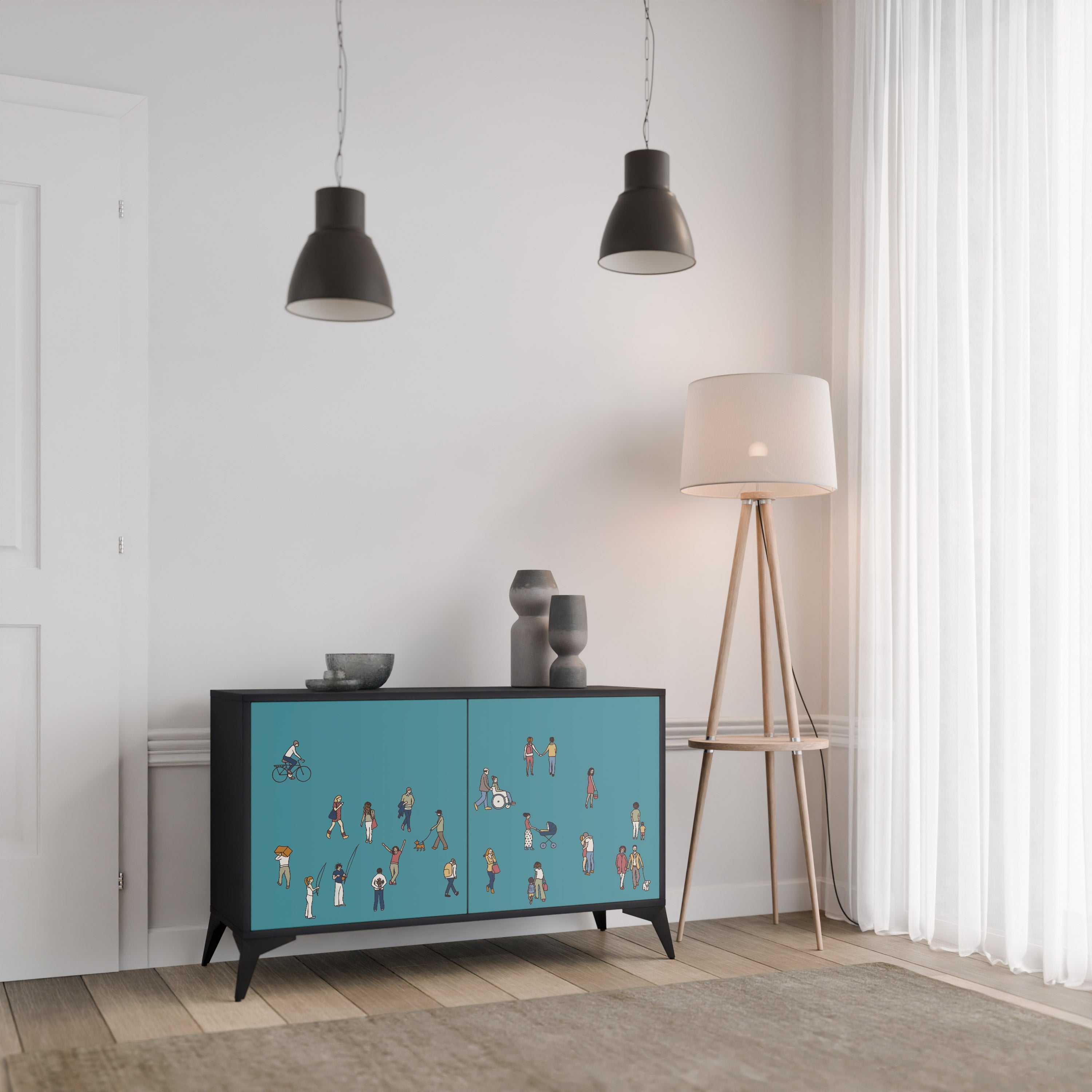 COLLECTIVE STREAM 2-Door Sideboard in Black Finish