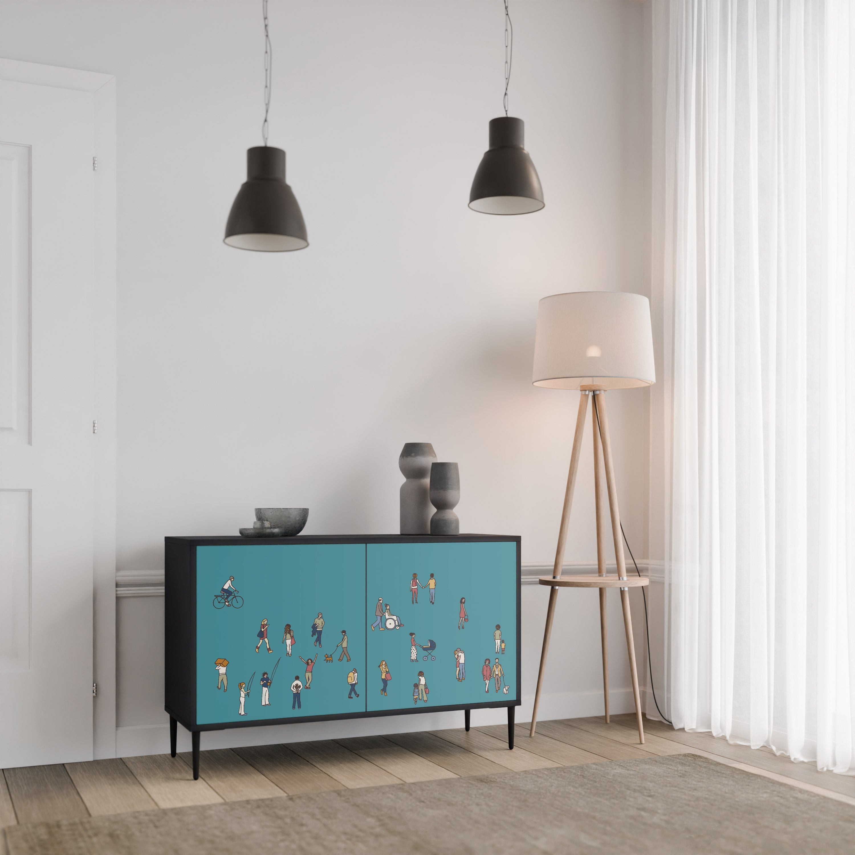 COLLECTIVE STREAM 2-Door Sideboard in Black Finish