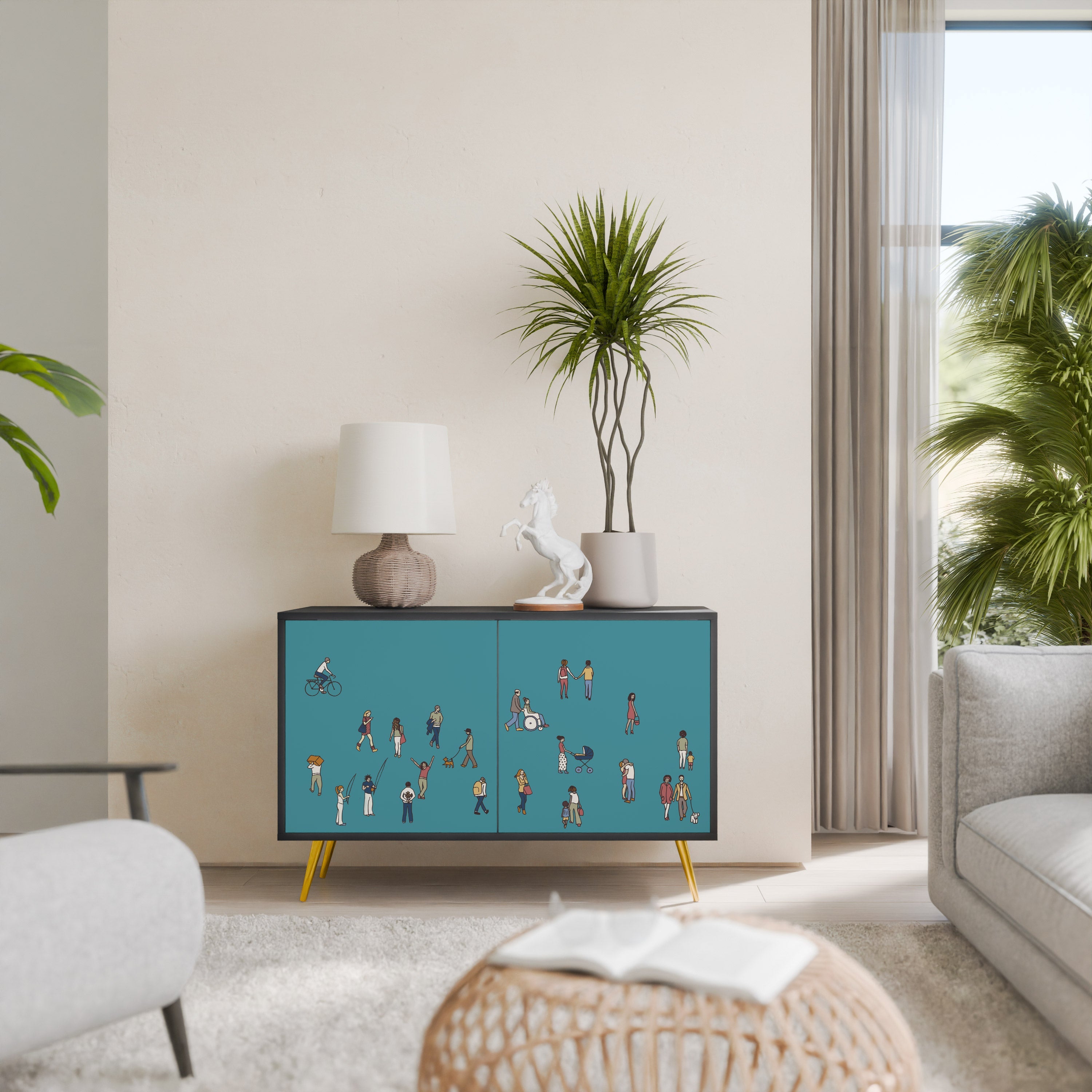 COLLECTIVE STREAM 2-Door Sideboard in Black Finish
