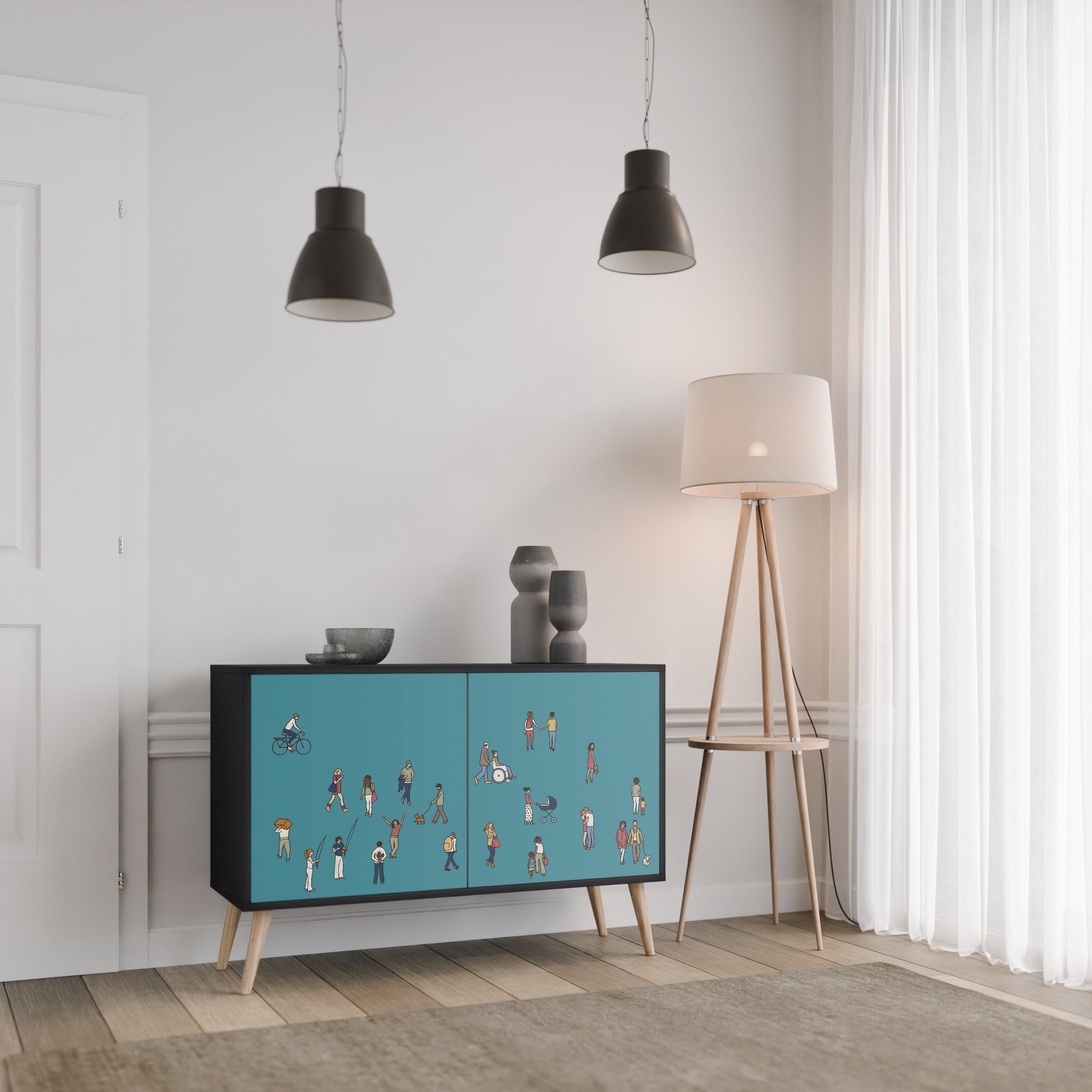 COLLECTIVE STREAM 2-Door Sideboard in Black Finish