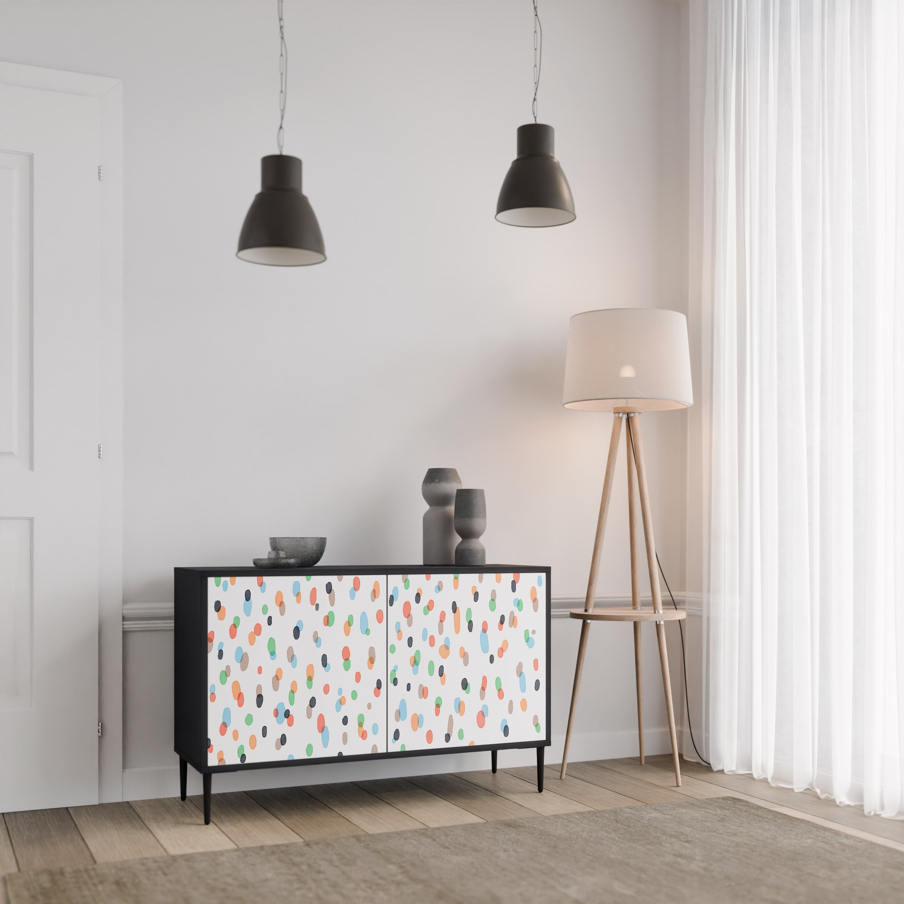 ENERGETIC SPOTS 2-Door Sideboard in Black Finish