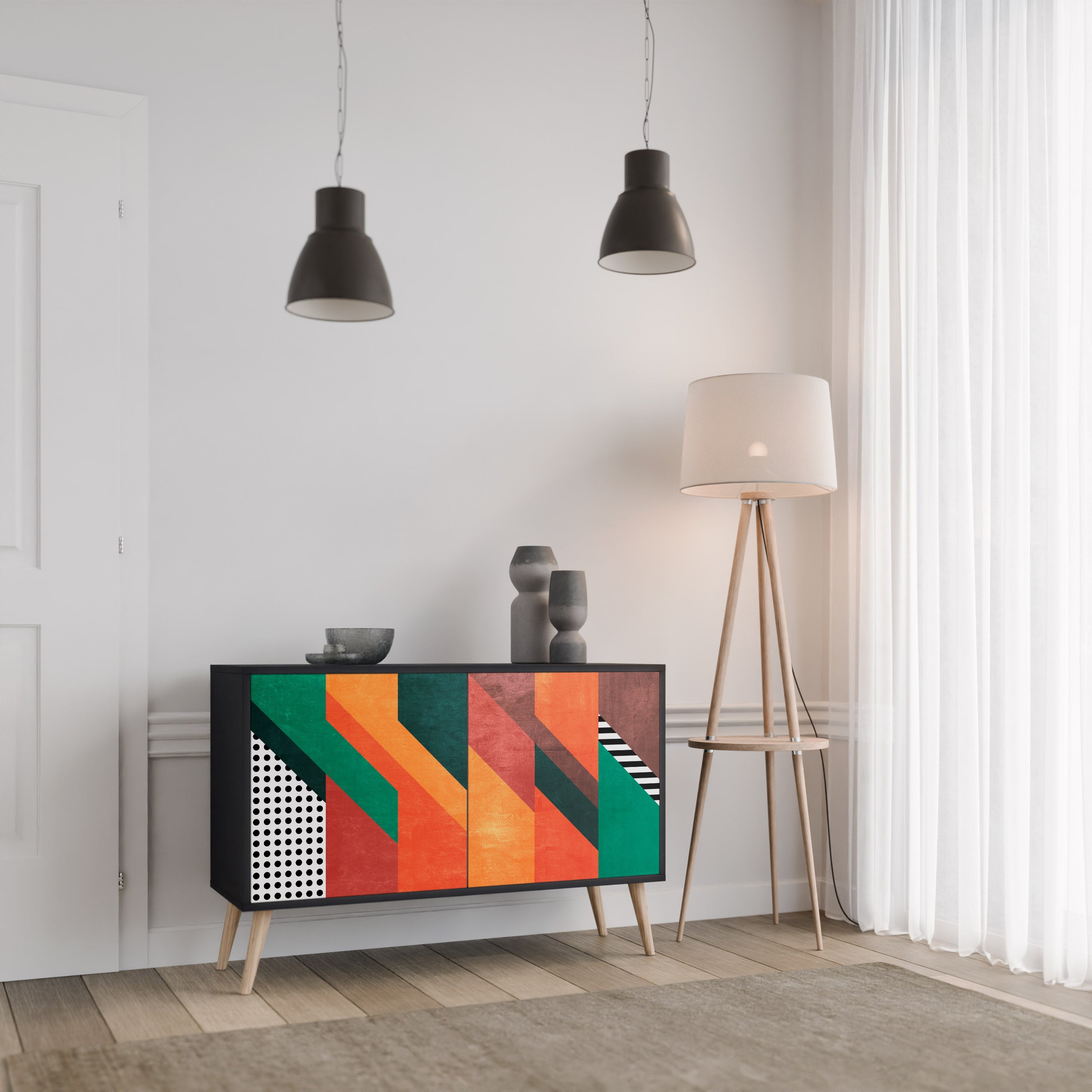 MAKESHIFT ARTISTRY 2-Door Sideboard in Black Finish