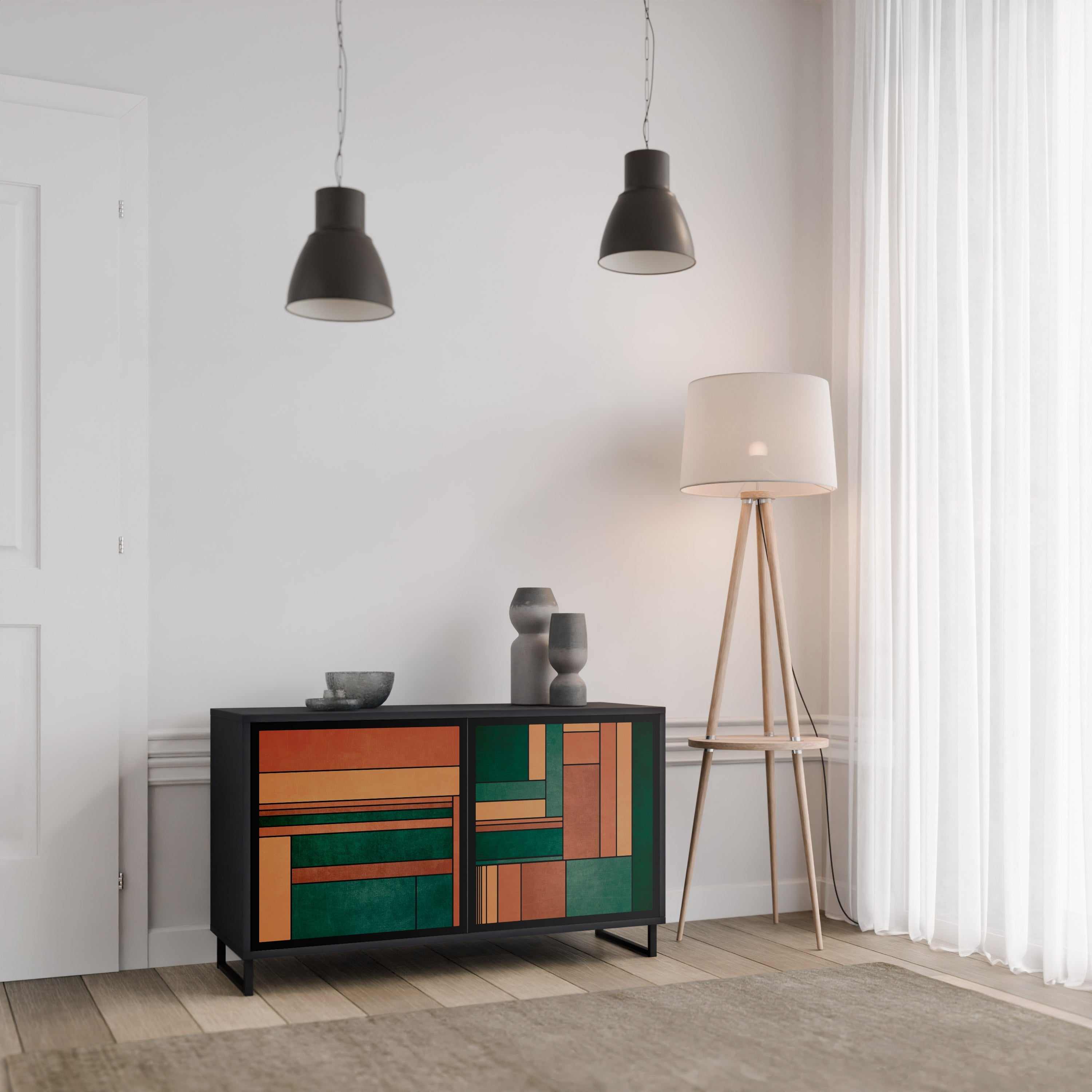 EARTHY FIGURES 2-Door Sideboard in Black Finish