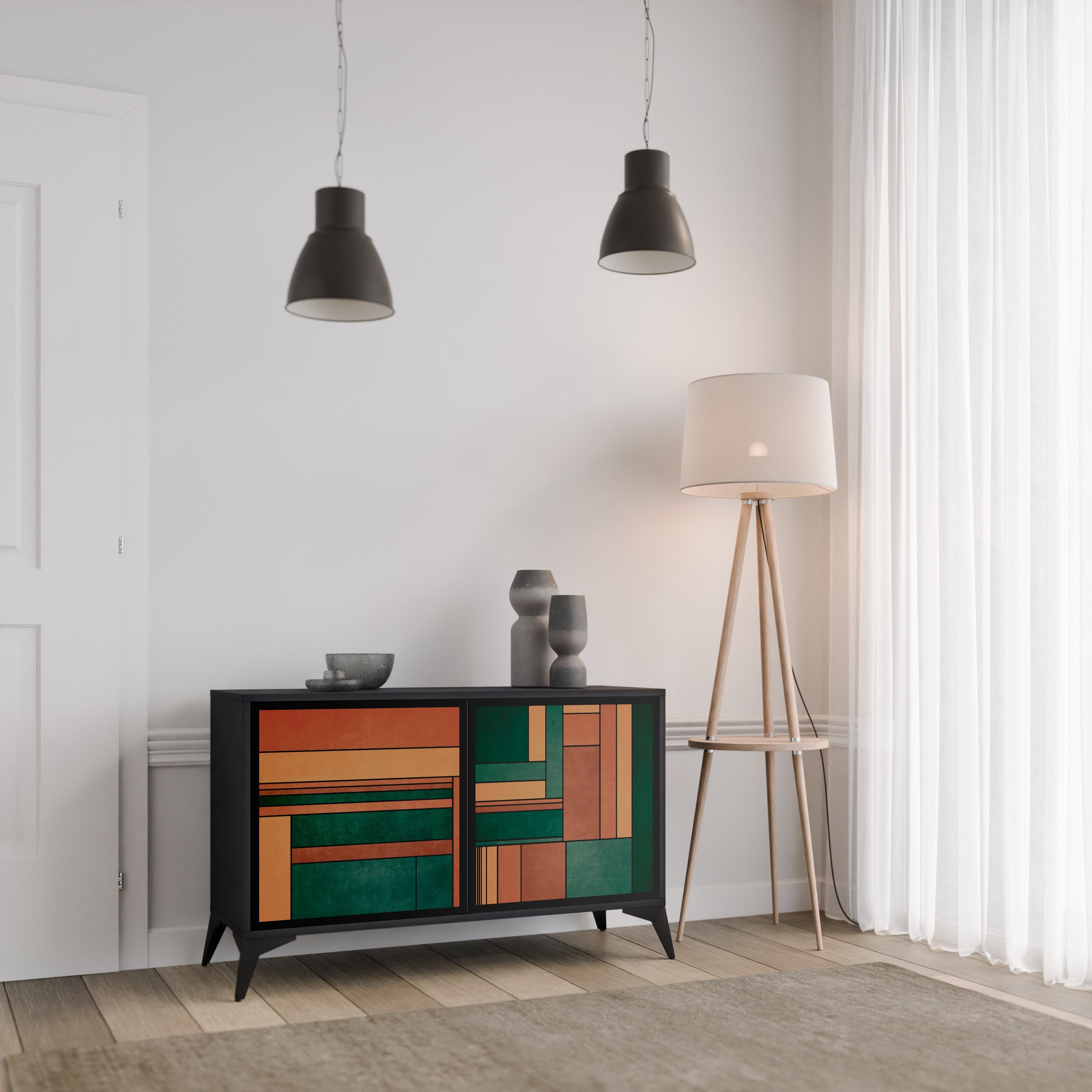 EARTHY FIGURES 2-Door Sideboard in Black Finish