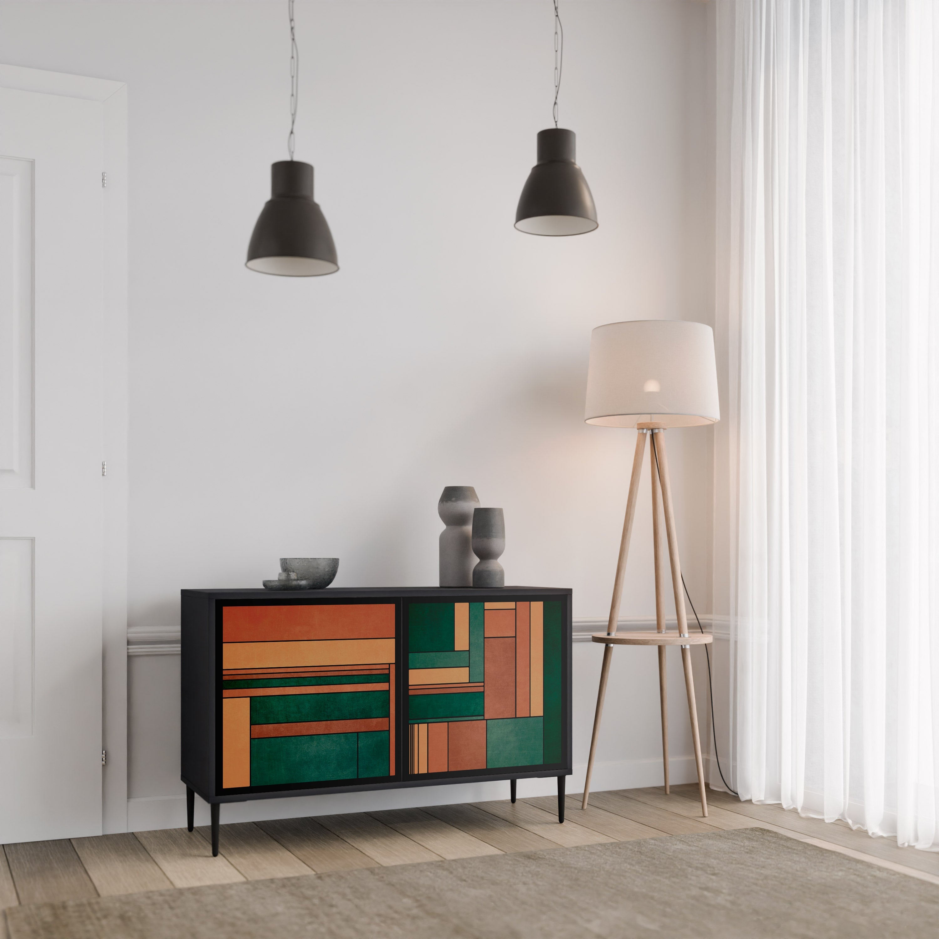 EARTHY FIGURES 2-Door Sideboard in Black Finish