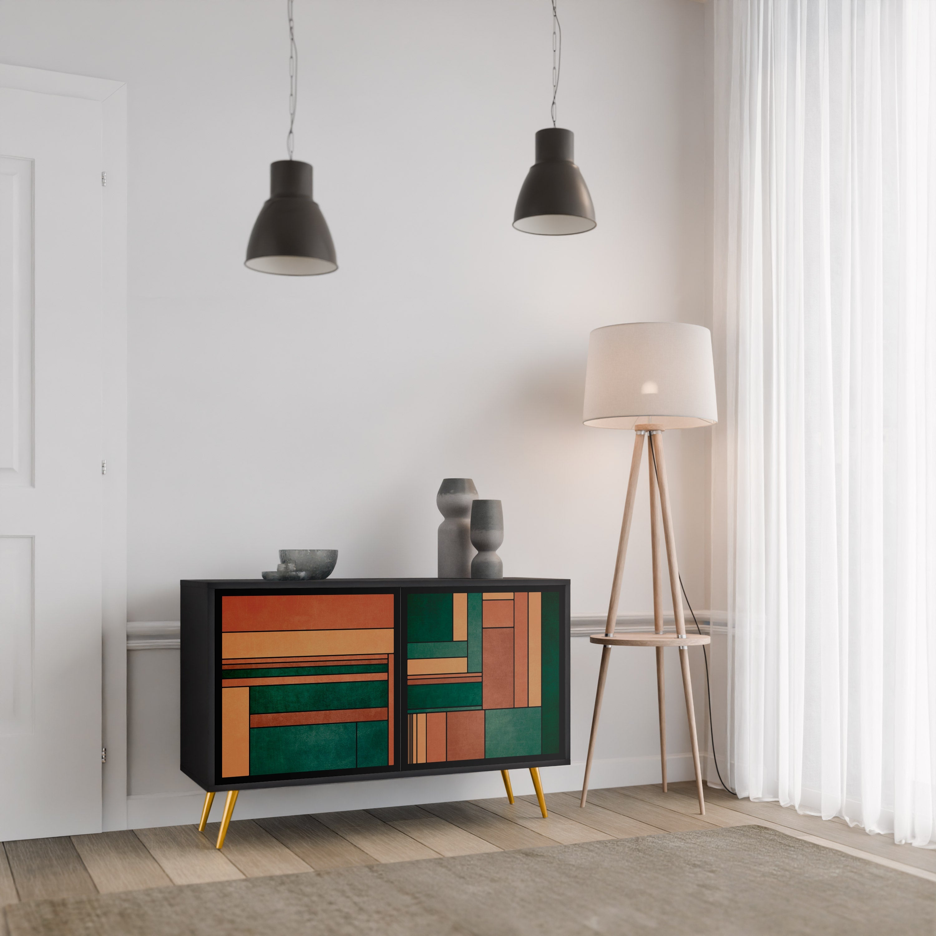 EARTHY FIGURES 2-Door Sideboard in Black Finish