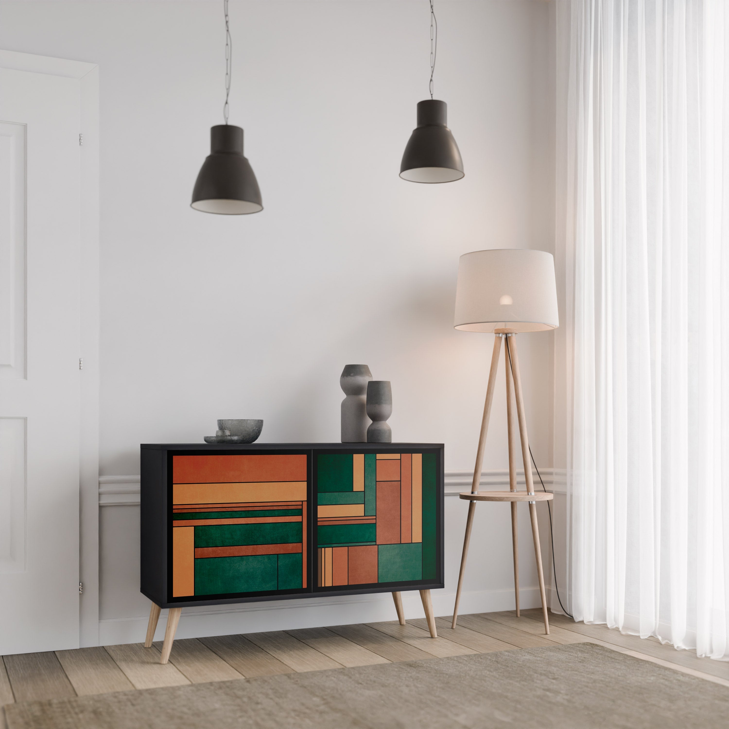 EARTHY FIGURES 2-Door Sideboard in Black Finish