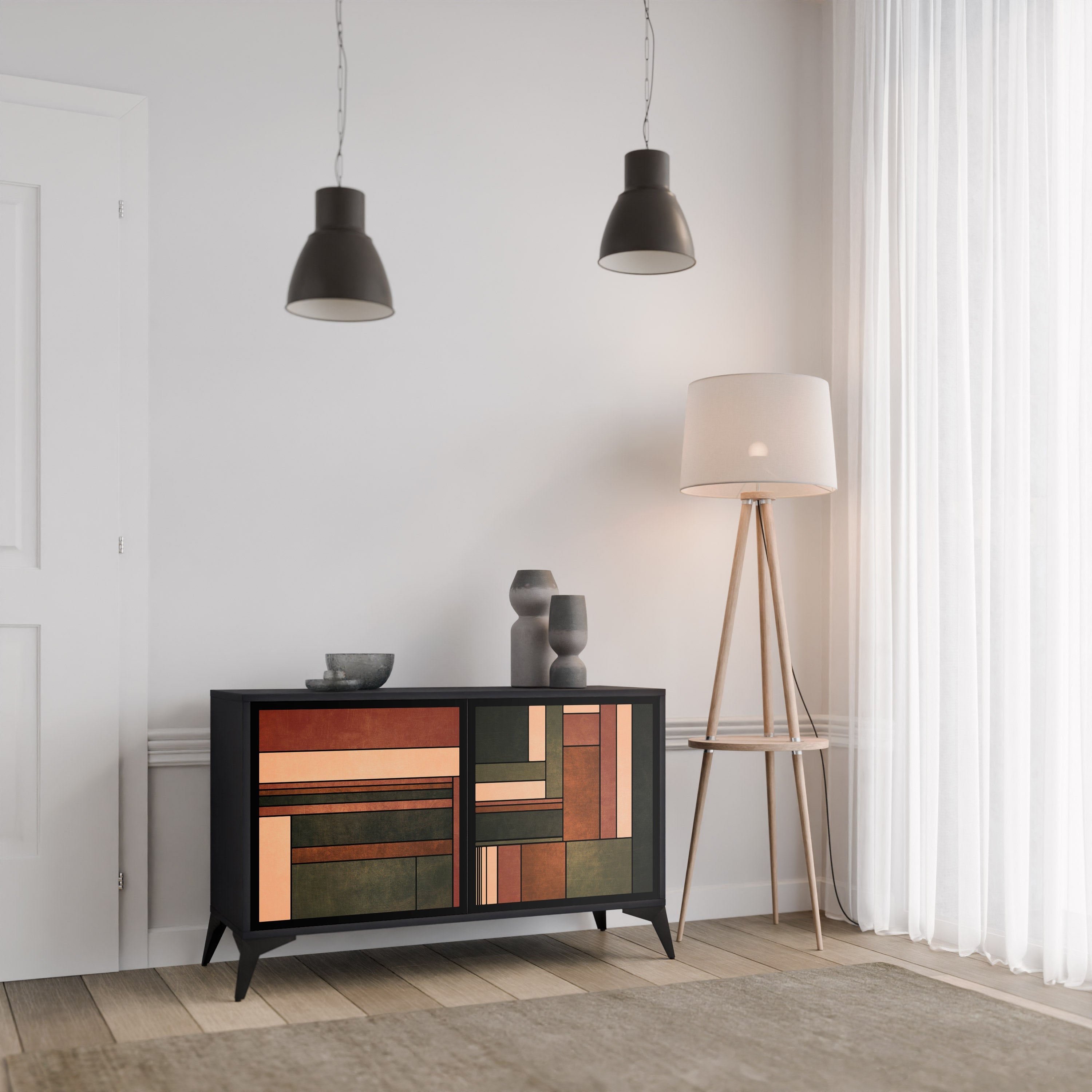 FIGURES OF NATURE 2-Door Sideboard in Black Finish