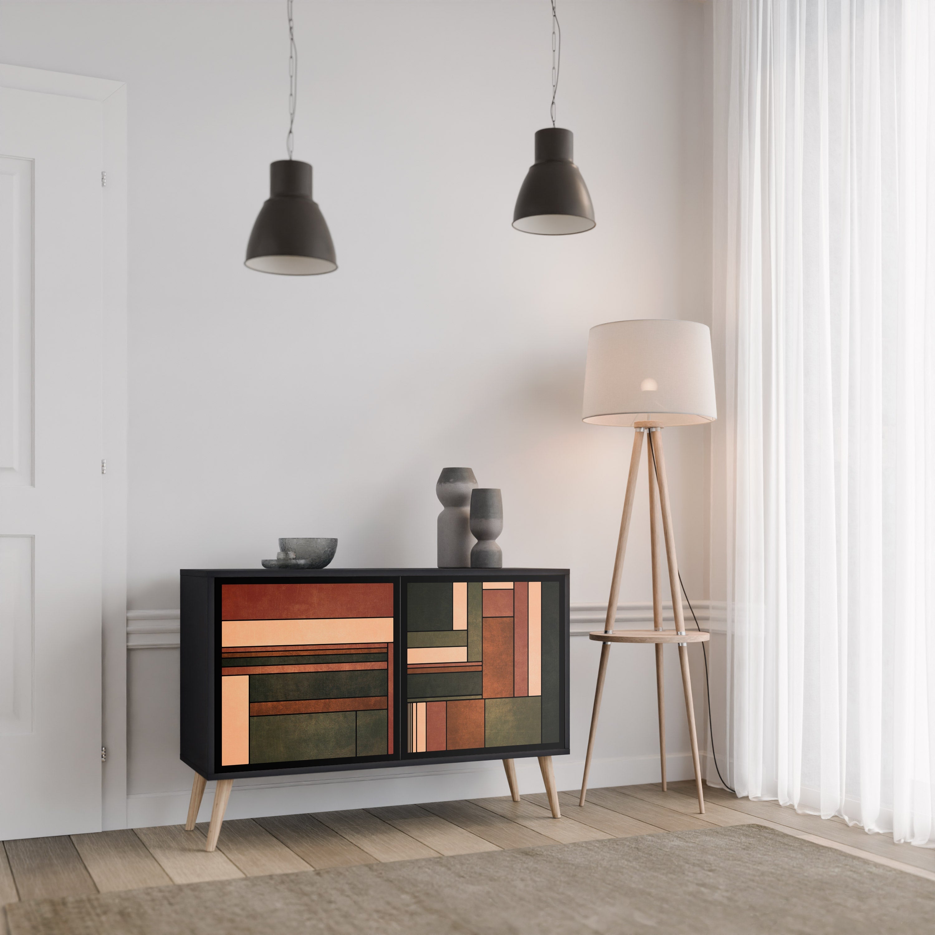 FIGURES OF NATURE 2-Door Sideboard in Black Finish