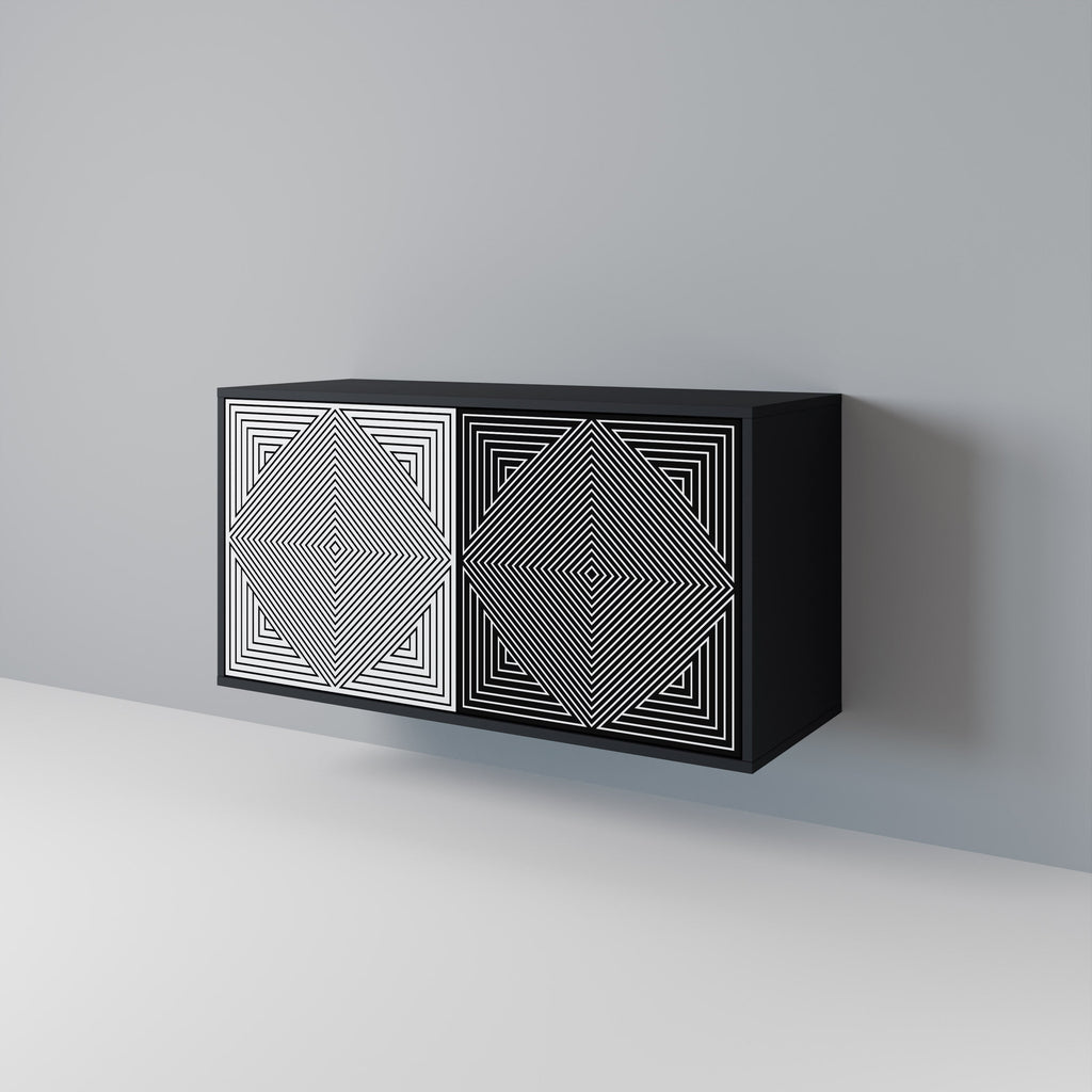 Μπουφές POLYGON ILLUSION με 2 πόρτες σε μαύρο φινίρισμα