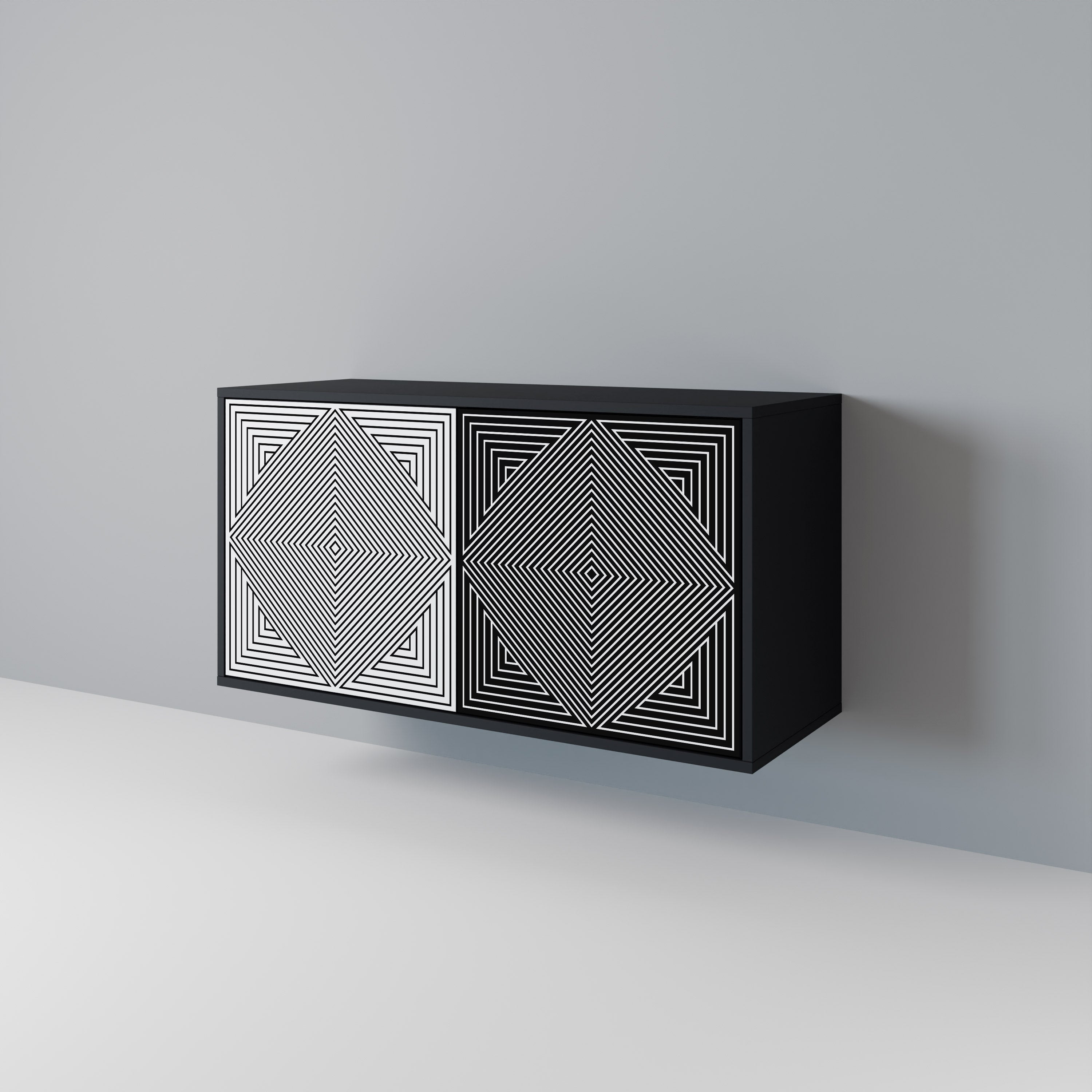POLYGON ILLUSION 2-Door Sideboard in Black Finish