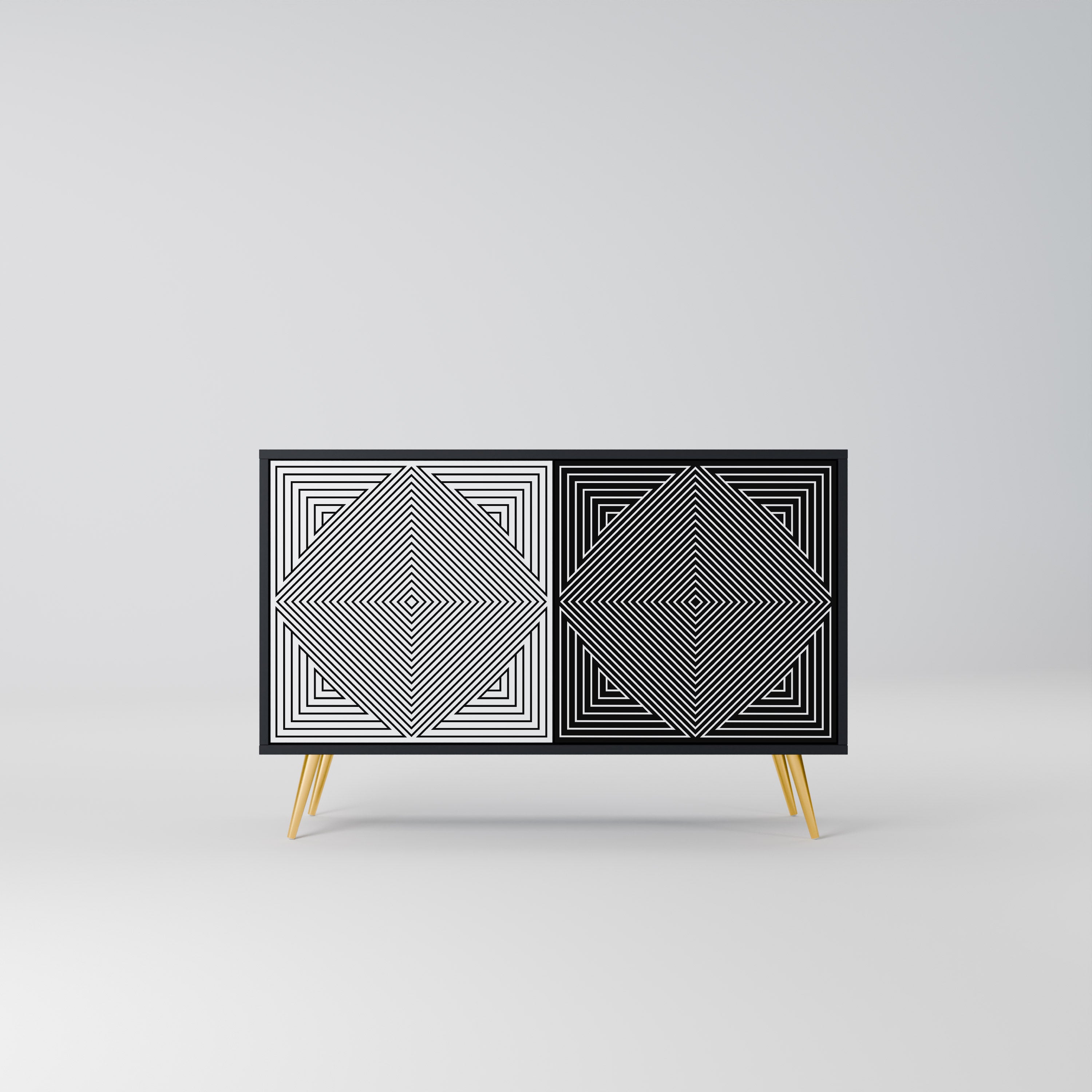 POLYGON ILLUSION 2-Door Sideboard in Black Finish