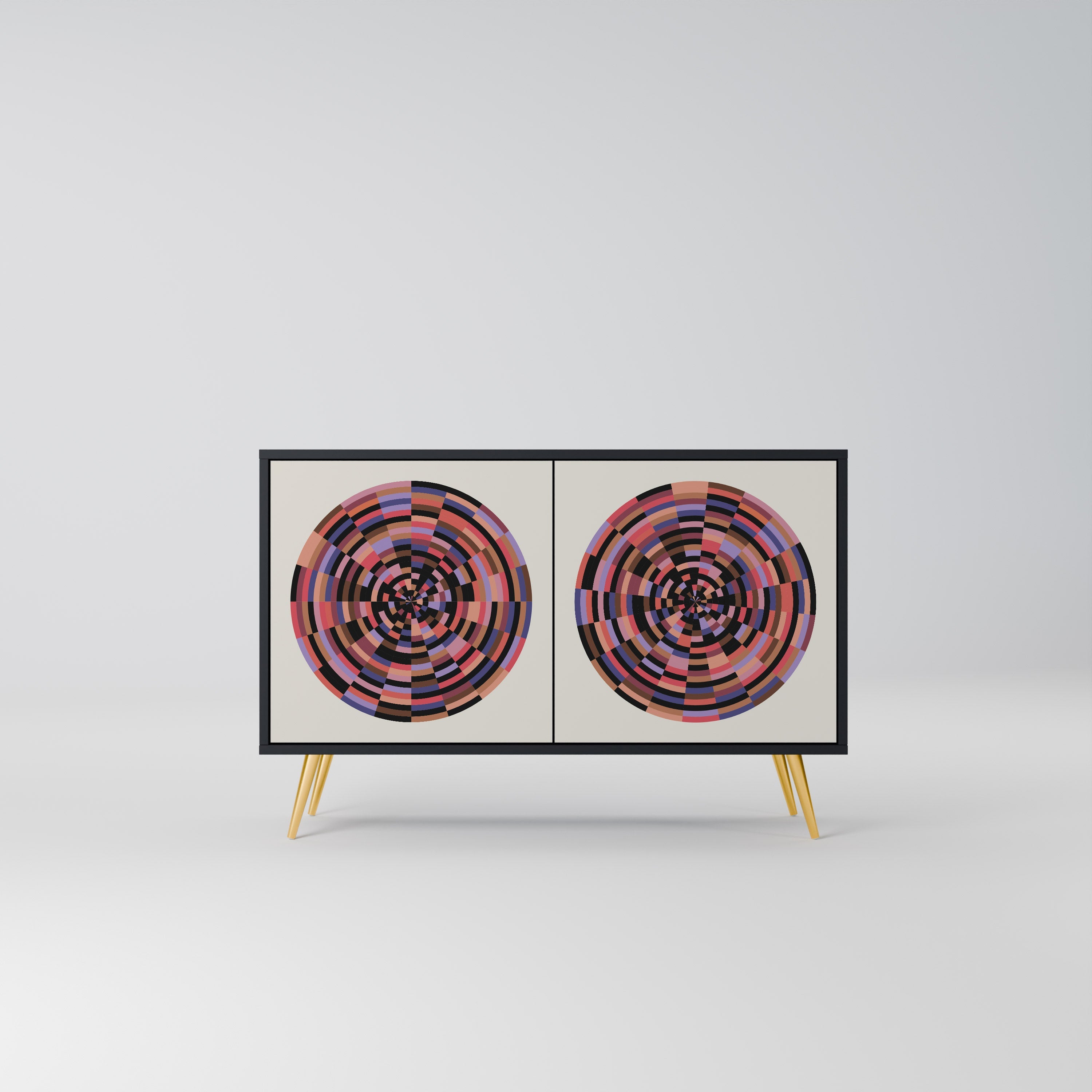BROWN CIRCLES 2-Door Sideboard in Black Finish