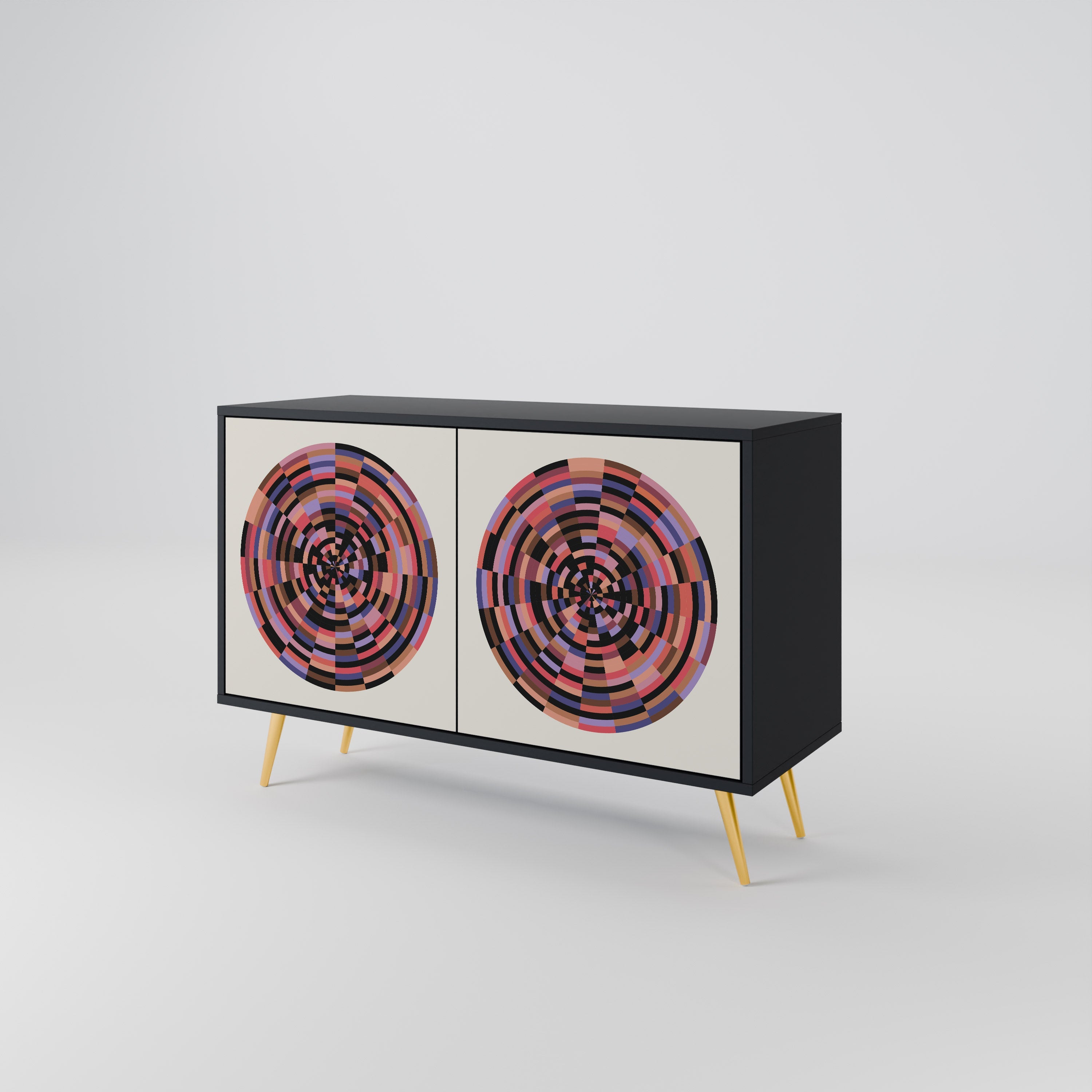 BROWN CIRCLES 2-Door Sideboard in Black Finish