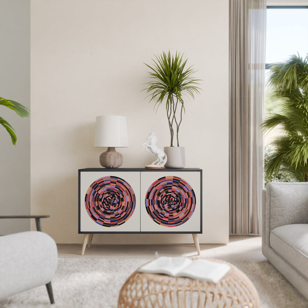 BROWN CIRCLES 2-Door Sideboard in Black Finish